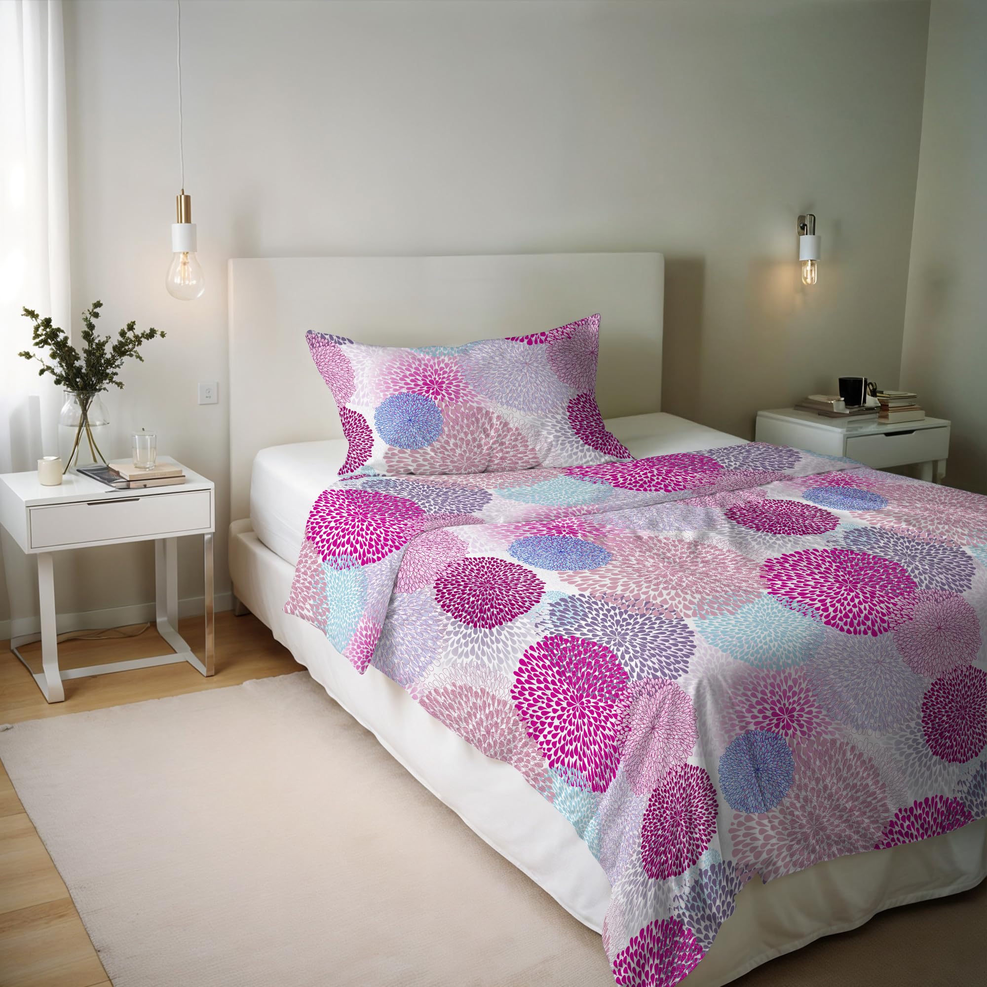 Italian Bed Linen River Cotton Single Duvet Cover Set, Made in Italy – Duvet Cover Set – Duvet Cover 150 x 200 cm with Double Flap and Pillow Cases (Single, Loire)