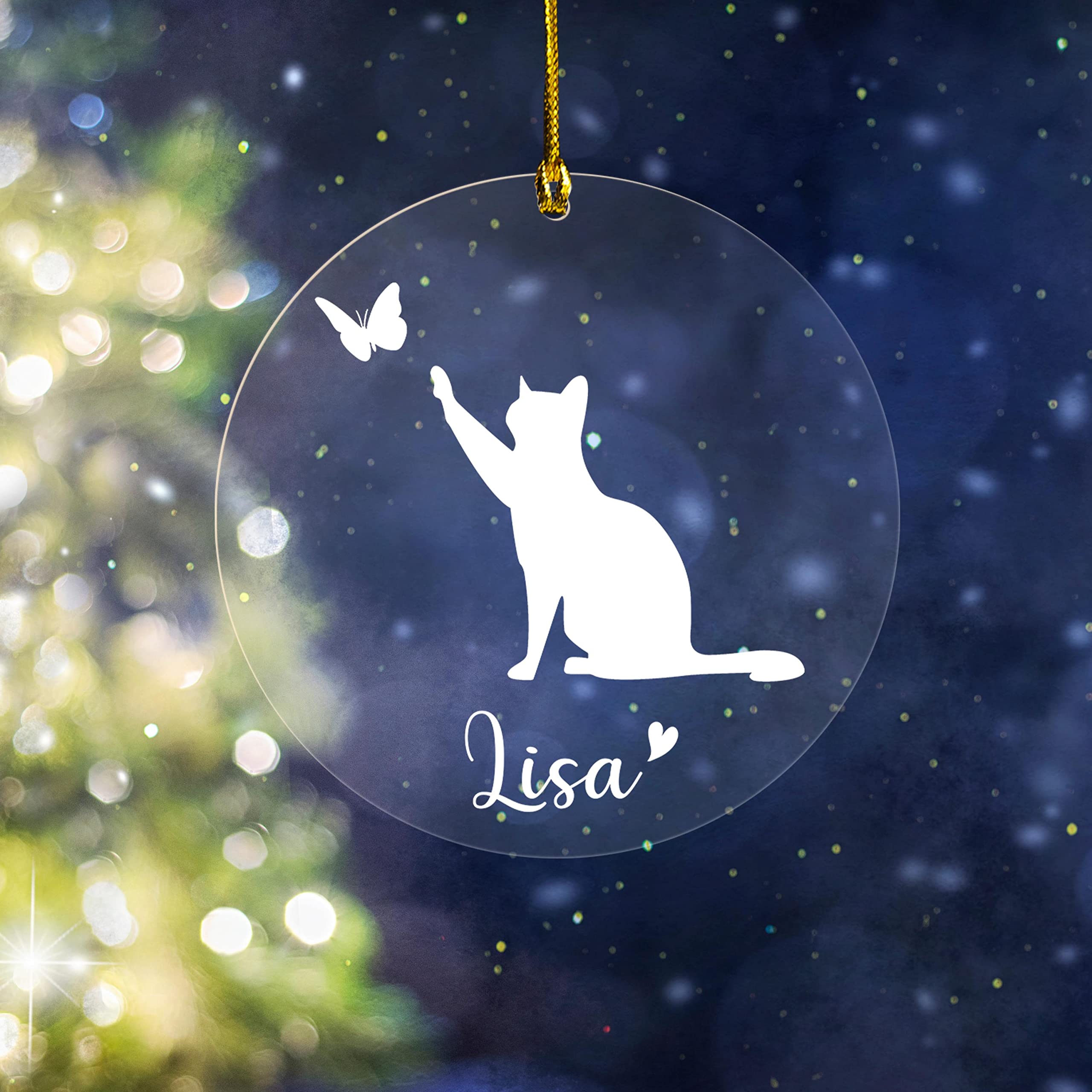 Personalized Cat Loss Clear Acrylic Ornament - 2026 Heart with Angel Ring, Cat Memorial Custom Cats Sympathy Gift Cats Condolence Gifts Pet in Memory Keepsake, Remembrance Gift for Pet