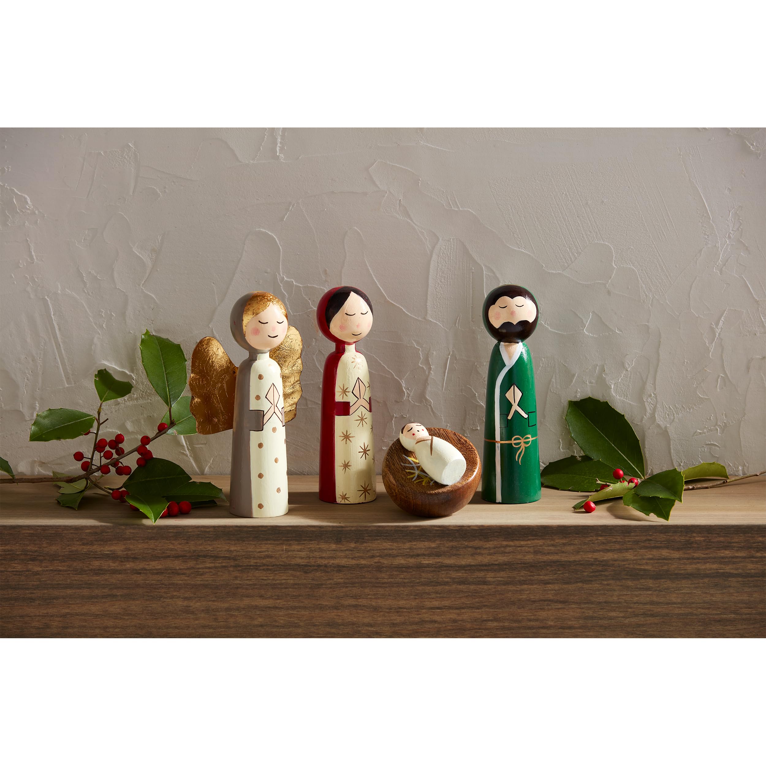Easter Peg Mary Peg Doll Copy-Peg Doll Nativity Set, Mint And