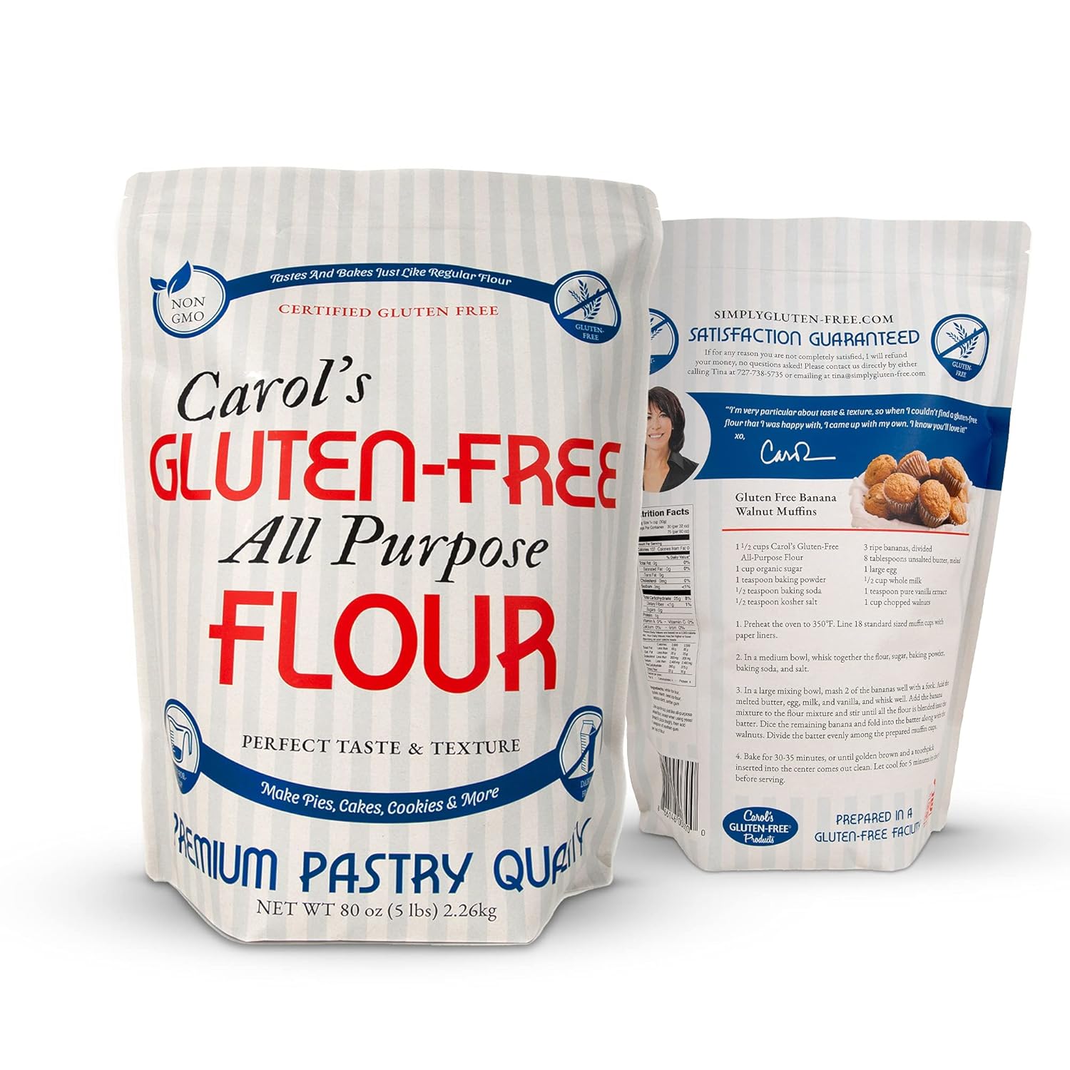 Carol's Gluten Free Flour All Purpose 1 to 1 for Bread Baking, Pizza Dough, Cookie