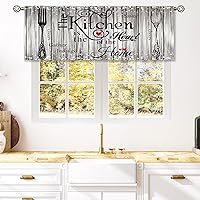 Vista 18 de Cortinas de cocina marrón con temática de café, estilo campestre, rústico, moderno, latte, pequeñas, cortas, para ventana de cafetería, cortinas