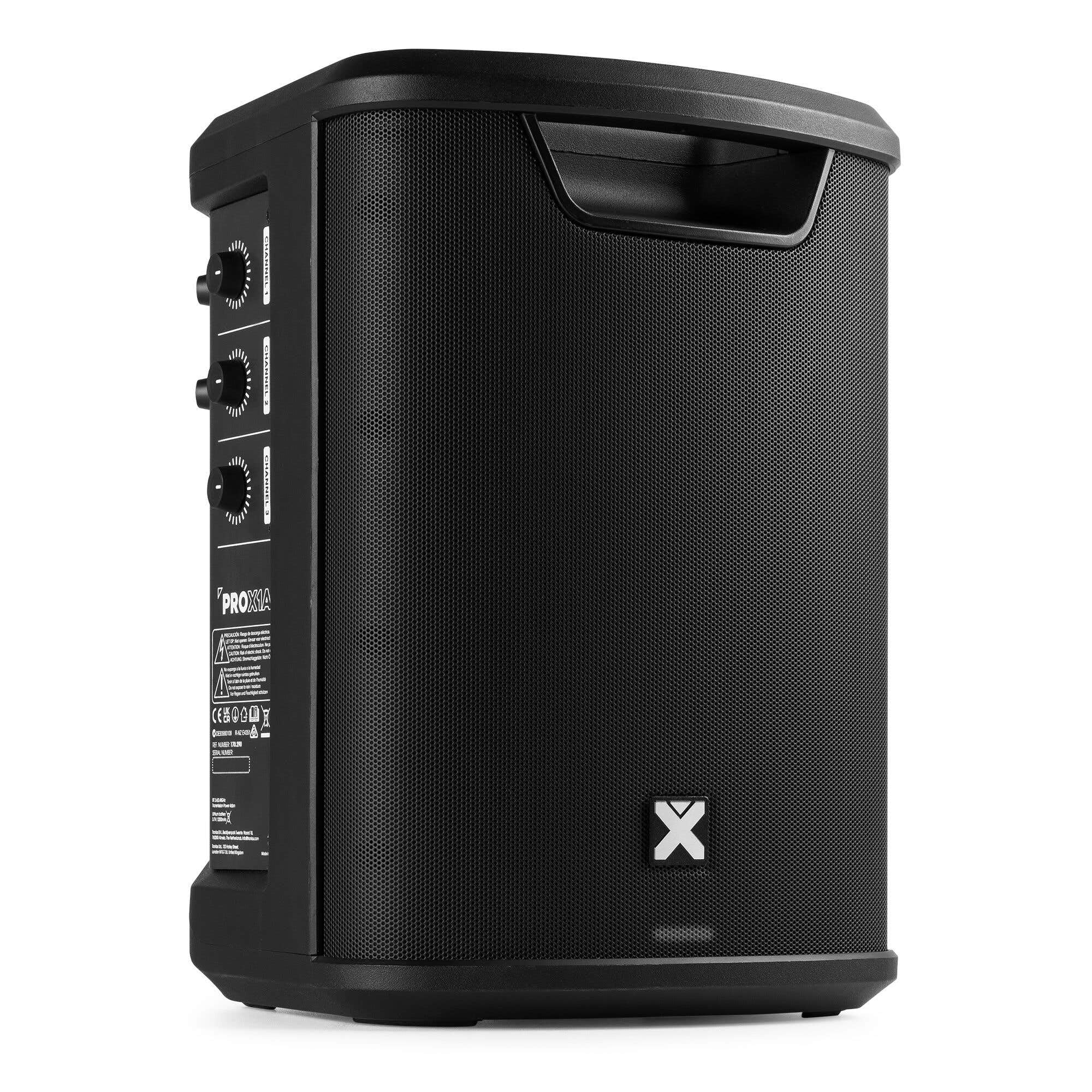 Vonyx PRO X1A - Akku Partybox Bluetooth Lautsprecher Groß, 2er Set inkl. Stativ, 250 Watt, 22 Std. Akku, AUX & Line, Mobile PA Anlage, 3-Kanal Mixer, Stereo Pairing - Mobile Musikbox Groß, USB & MP3