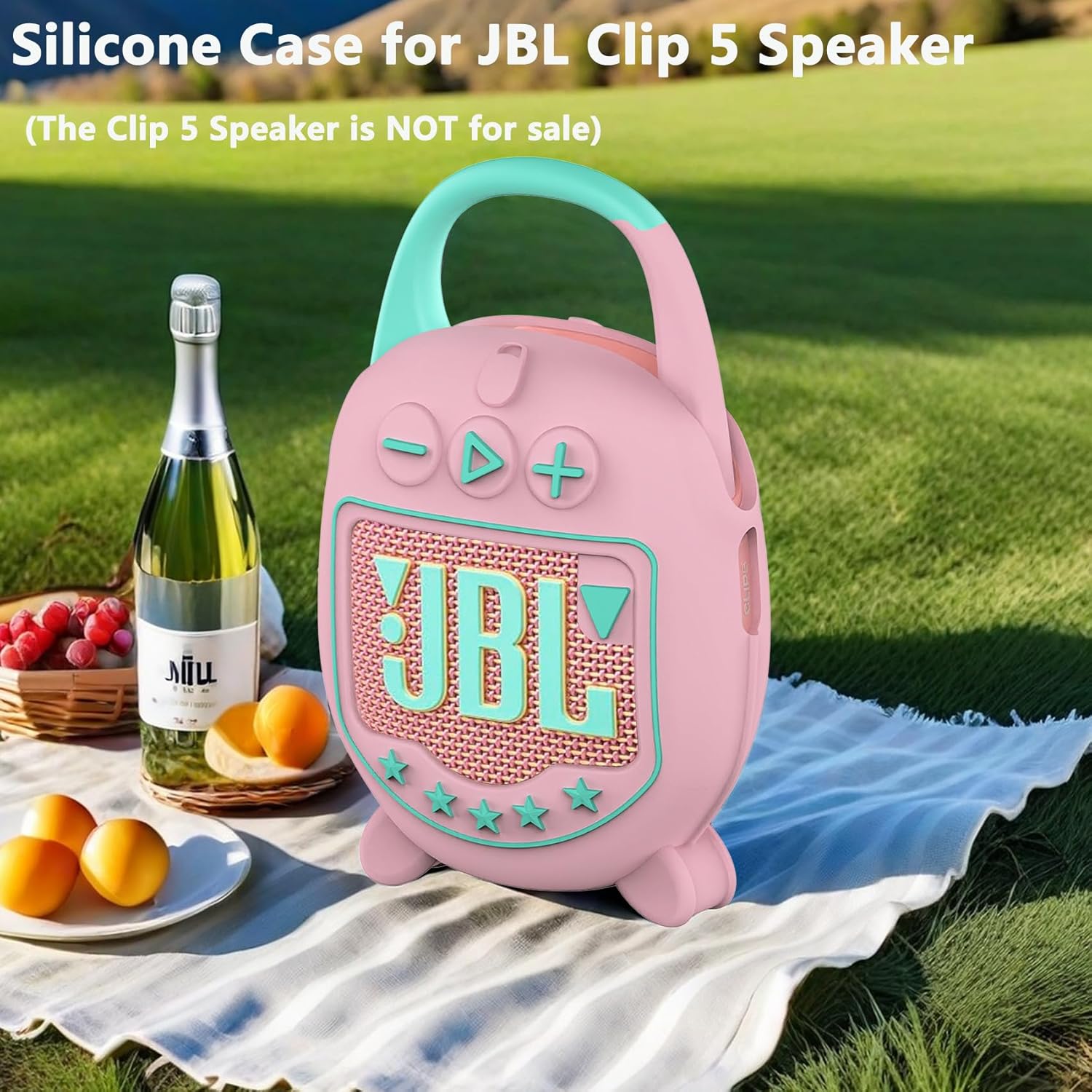 JCHPINE Silicone Cover Case for JBL Clip 5 Ultra Portable Bluetooth Speaker, Protective Skin Accessories for JBL Clip 5 Pro Sound Bluetooth Speaker Stand Up (Only Case) (Pink) - Image 7