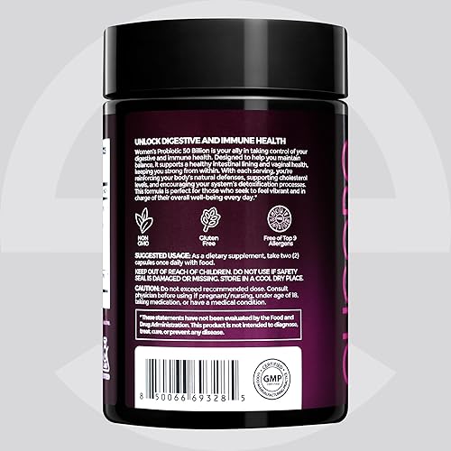 Miniatura 6 de Probióticos para mujeres 50 mil millones de UFC - Lactobacillus para la salud digestiva y vaginal - Sin OMG, mezcla sin gluten con tecnología