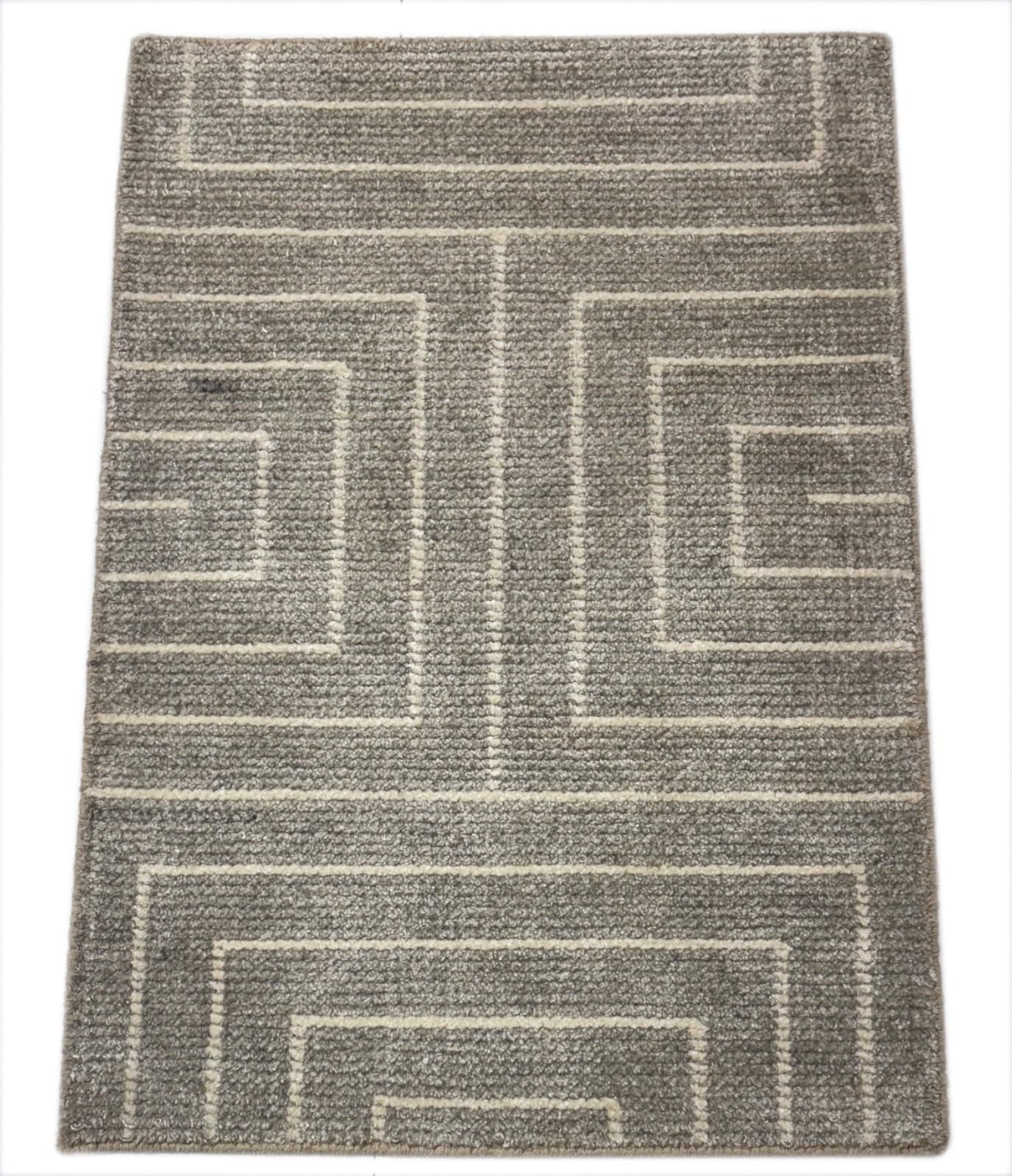 Tappeto annodato a mano Viscosa Argento 60 x 90 cm D-1105