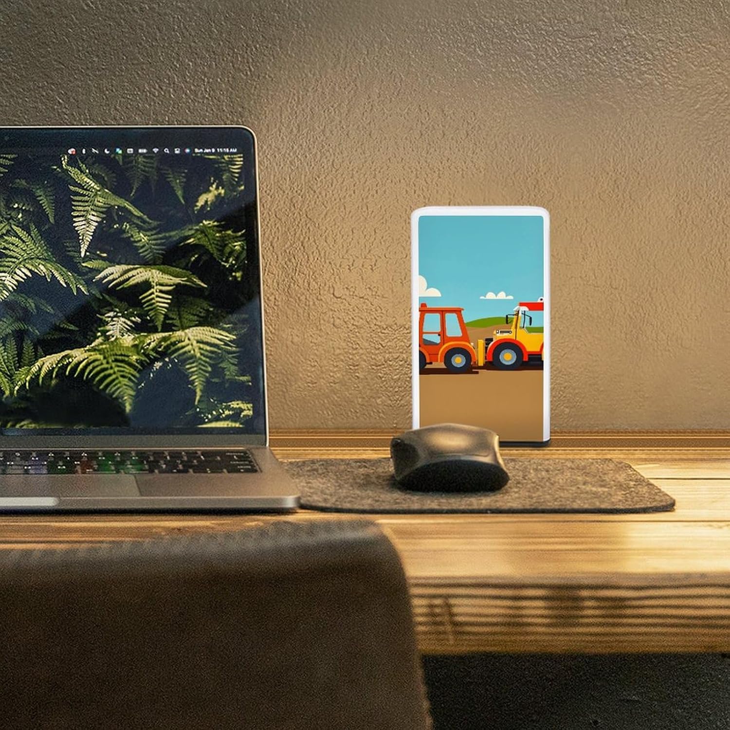 Desk Lamp Table Lamp with 2 Lighting Modes Battery Operated Cartoon Construction Vehicle Machinery Excavator Tractor Reading Lamp for Bedroom Nightstand