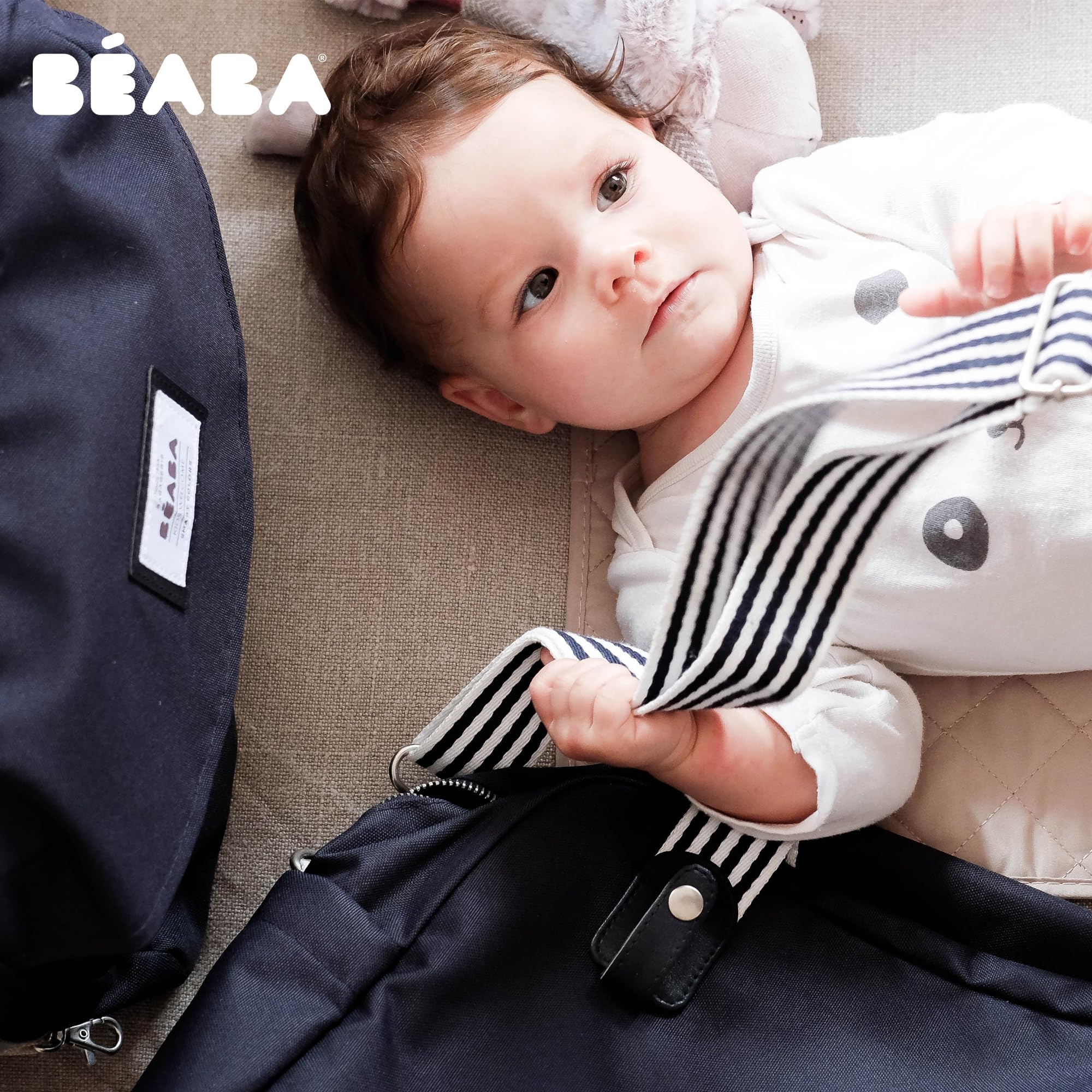BÉABA Borsa Fasciatoio Genève II Borsone Pannolini Materassini Cambio Neonato Modulabile Taschino Isotermico Pasti Sistema Aggancio Passeggino Blu