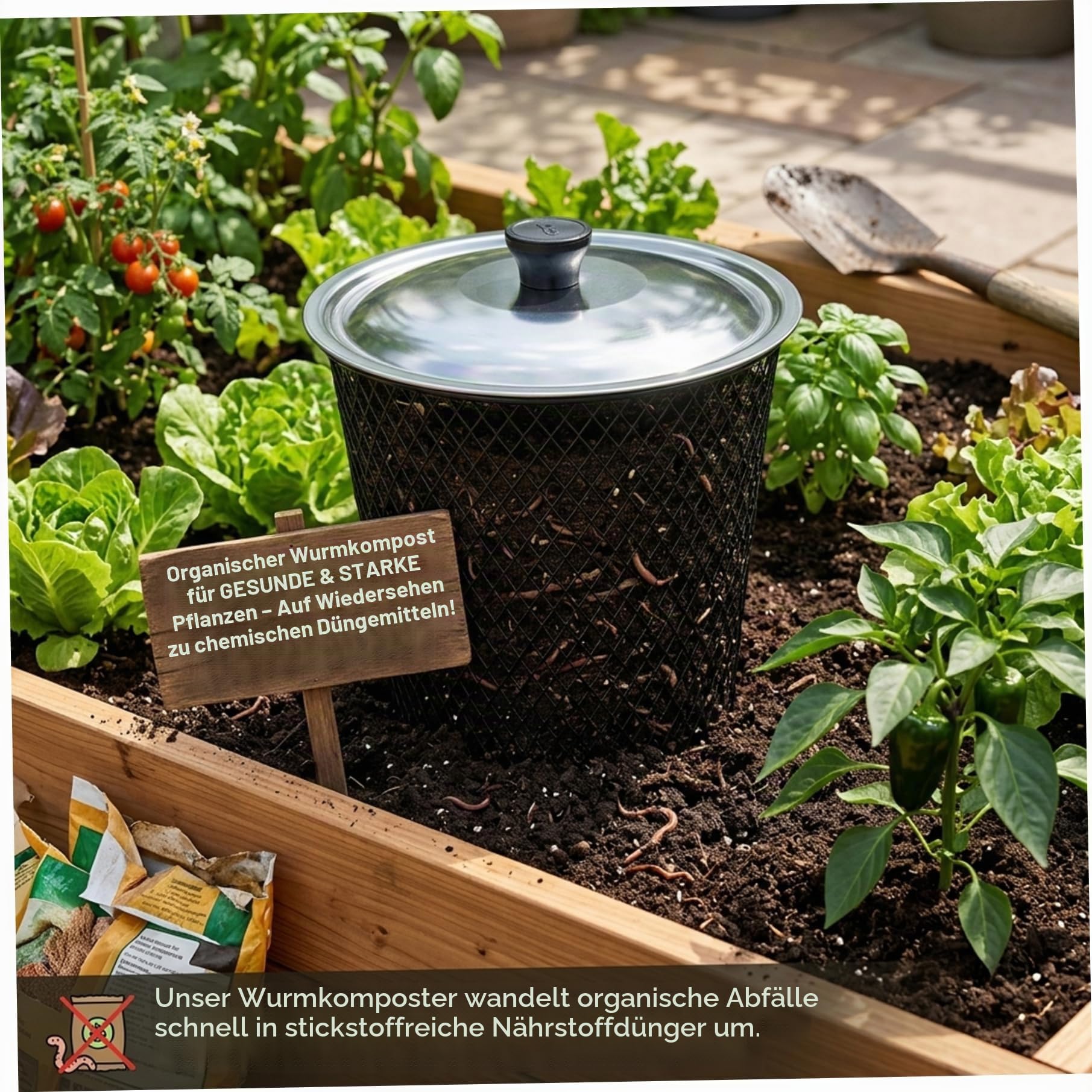 6er-Pack Wurmkomposter mit Deckel, unterirdischer Kompostbehälter aus Metallgeflecht für Küchen- und Gartenabfälle, Kompostbehälter für den Außenbereich für natürliche Zersetzung, Wurmkomposter