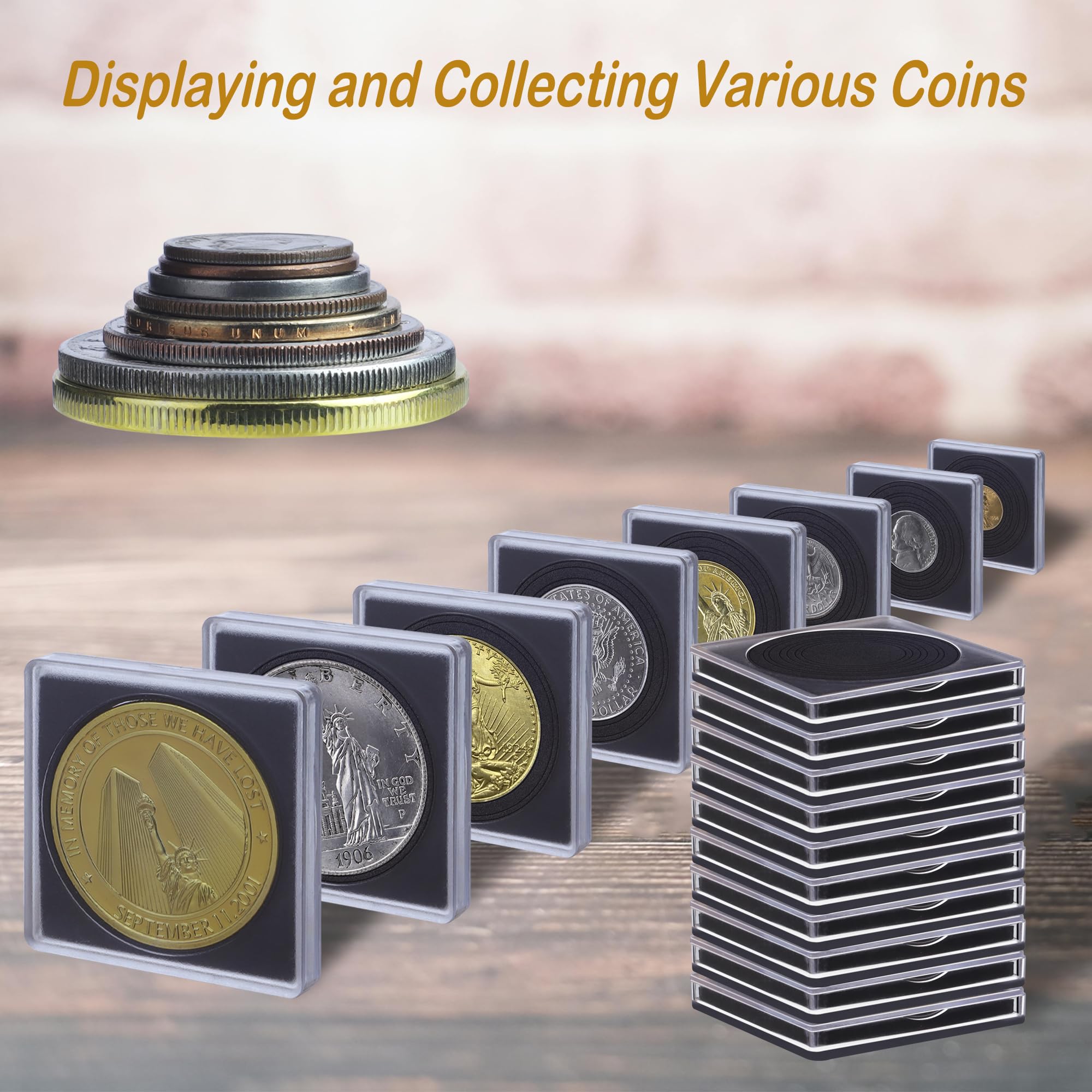 20 soportes de colección de monedas transparentes con esponjas de 43 mm, cápsulas de monedas Morgan Silver Dollar Moneda Snap Holder Protectores para coleccionistas (8 diámetros ajustables: 19/21.5