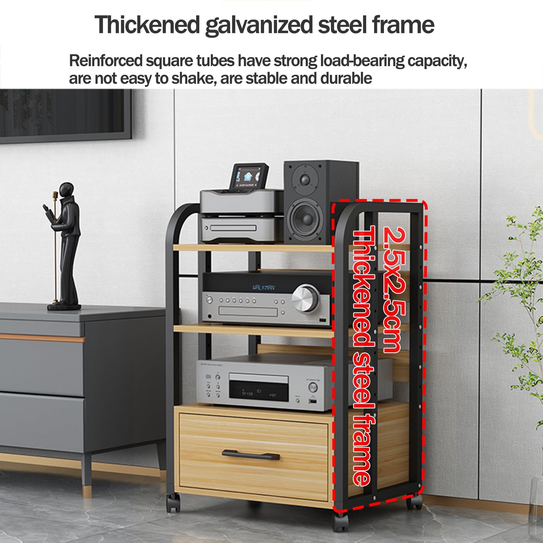 3-poziomowa szafka pod telewizor stojak AV Media Rack konsola do gier półka centrum rozrywki wieża magazynowa uchwyt na odtwarzacz DVD mała przestrzeń meble nowoczesny czarny design