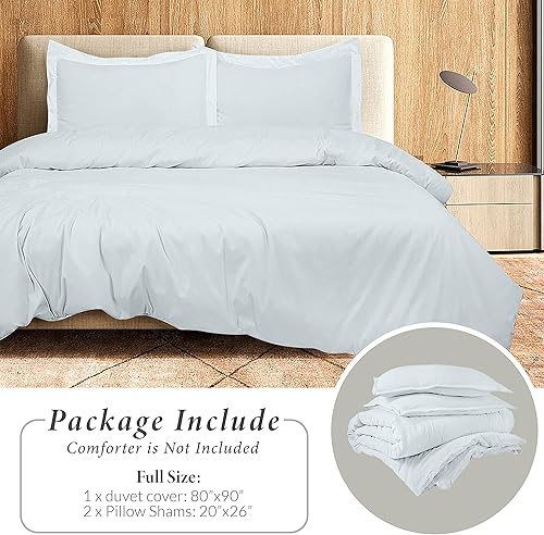 Miniatura 3 de ROYALE LINENS Funda de Edredón Blanca Tamaño Full - Juego de Ropa de Cama de 3 Piezas - Cierre con Cremallera - 1 Funda de Edredón Full de 80x90