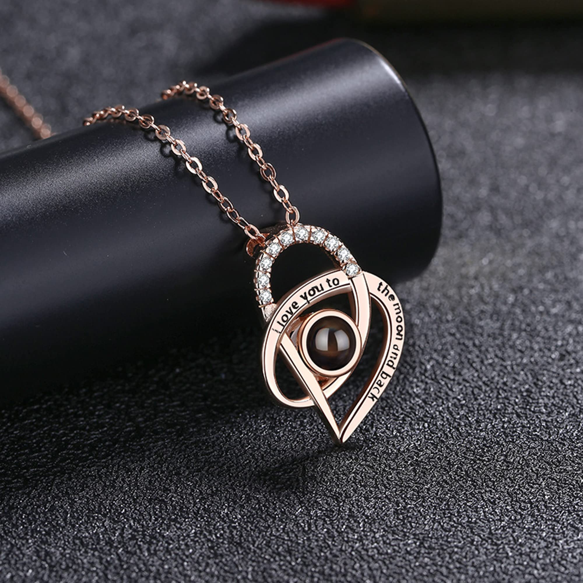Collana con proiezione Fotografica Personalizzata Collana in Argento Sterling 925 con Collana Ti Amo in 100 Lingue