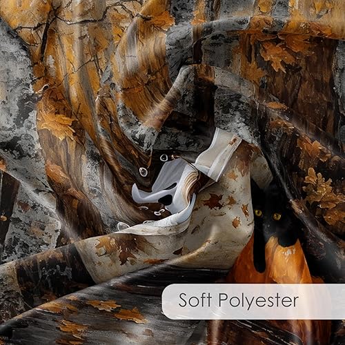 Miniatura 7 de LB Cortina de ducha de otoño para baño, divertido gato negro con fantasma en la bañera en el bosque de otoño, cortina de ducha de tela de cosecha de