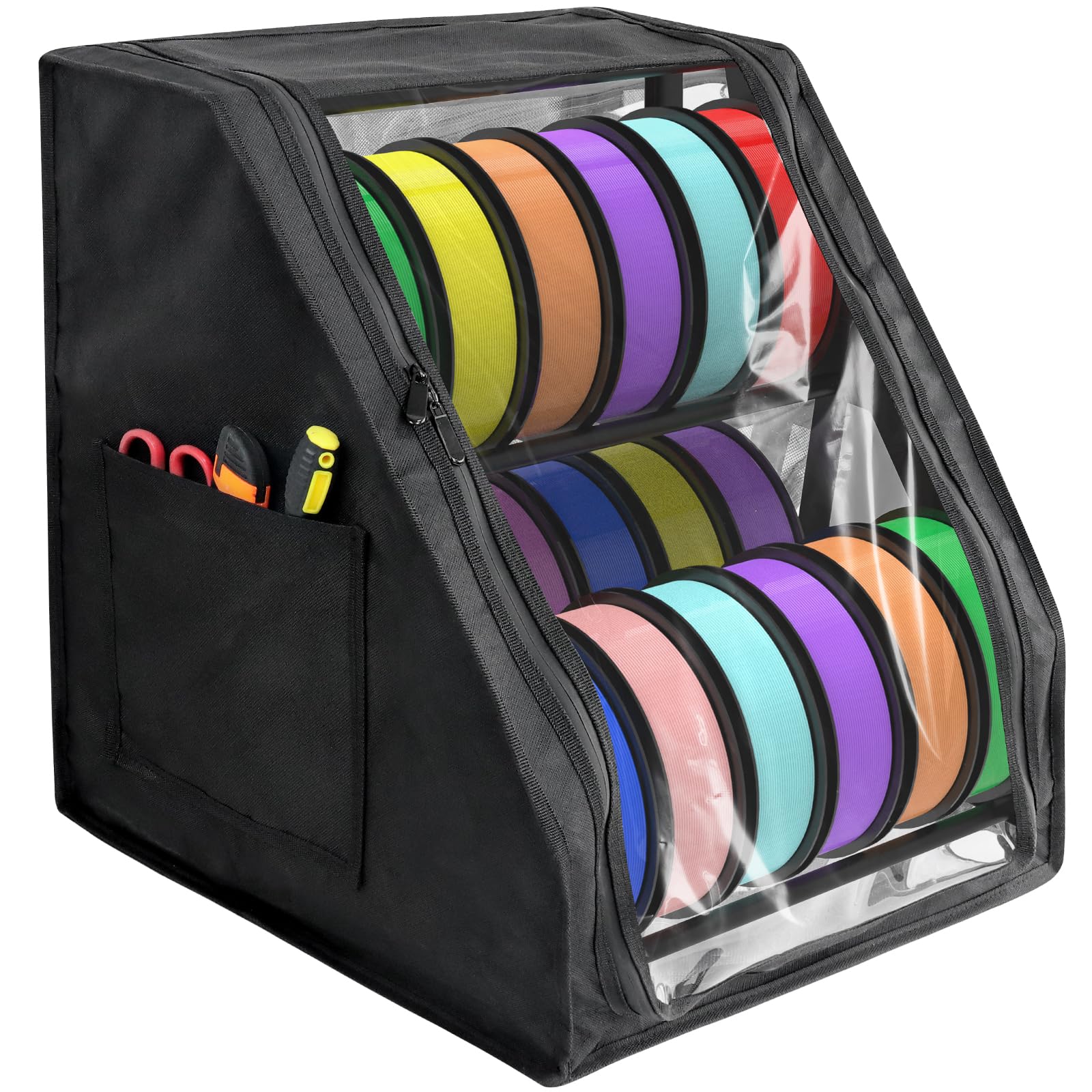 3D Drucker Filament Aufbewahrungsbox für 18 Rollen – Metall Filament Regal mit trapezförmigem Design, Staub- und Feuchtigkeitsschutz mit Trockenmittel für Zuhause, Büro und Studio