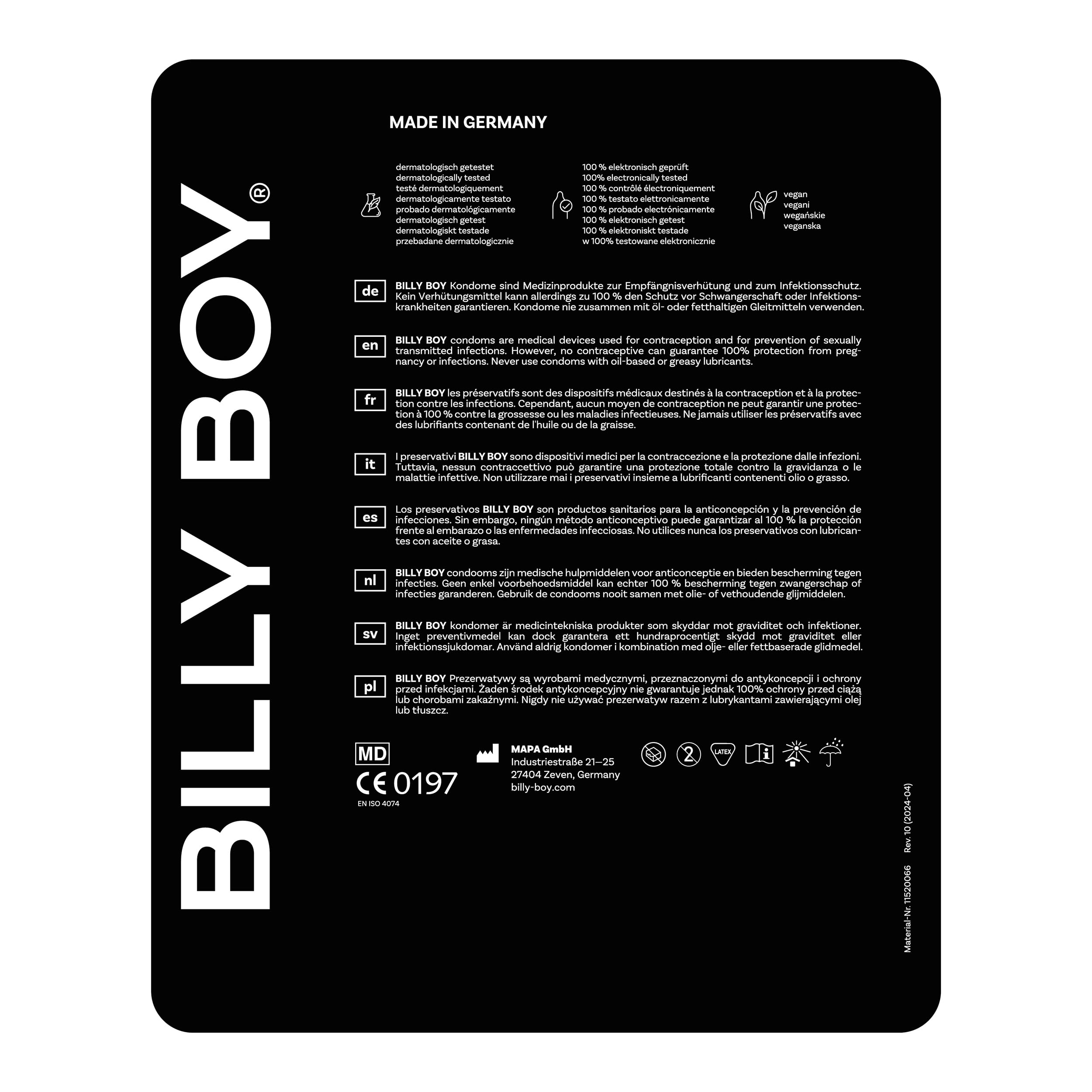 Prezerwatywy BILLY BOY Länger Lieben 100 szt., 52 mm – prezerwatywy zapewniające dłuższe i bardziej intensywne doznania (1 נ100 szt.)