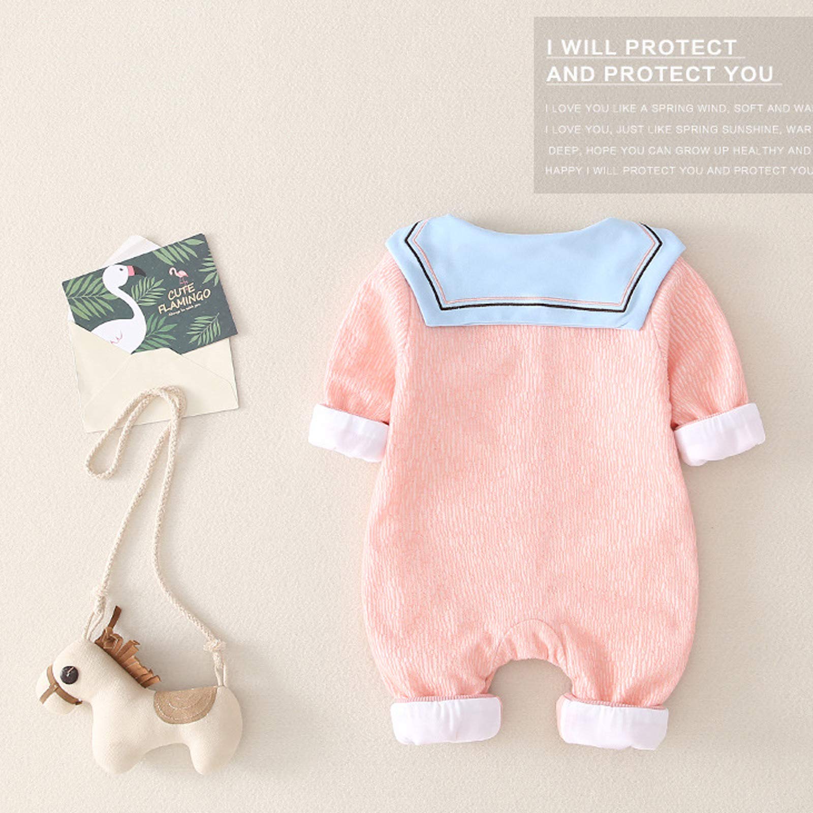 FACAI Baby Mädchen Und Jungen Langarm Bodysuit Strampler Neugeborenen Overall Baby Strampler 0-15 Monate,Pink-80cm
