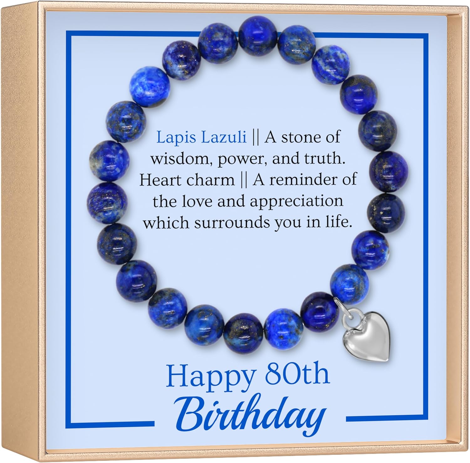 OLGAS GEMS 80th Birthday Milestone Bracelet & Meaningful Message Card for Women - Beautiful and Sentimental 80th birthday gifts for women