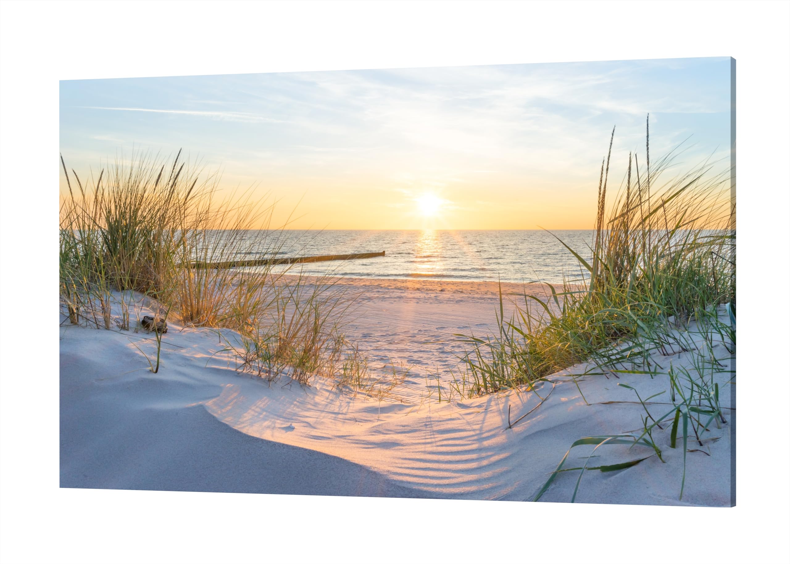Tableaux plage depuis la dune poster mer toile sable paysage littoral atlantique