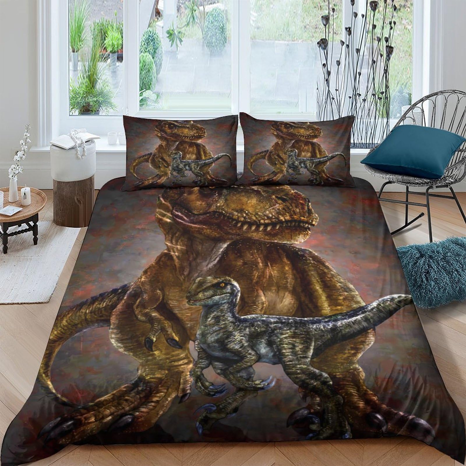 Ctjqhvkz Style-6 3D Printed Brown Dinosaur Fitted Sheet Microfiber Soft Breathable Jurassic Forest Mattress Cover For Bedroom Dorm Decor Single（135X200cm）