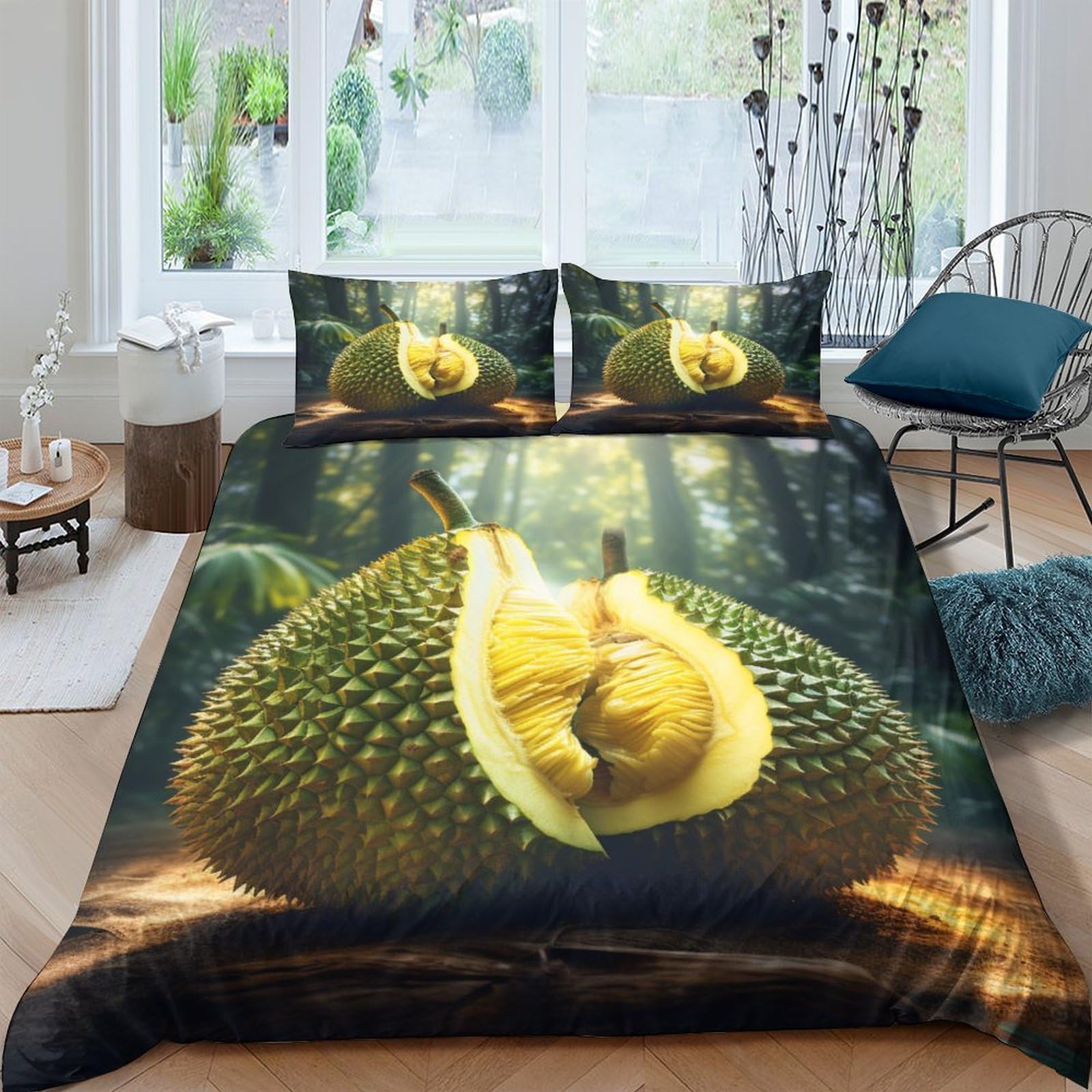 Parure de lit microfibre 200x200 cm blanche douce 3 pièces Durian
