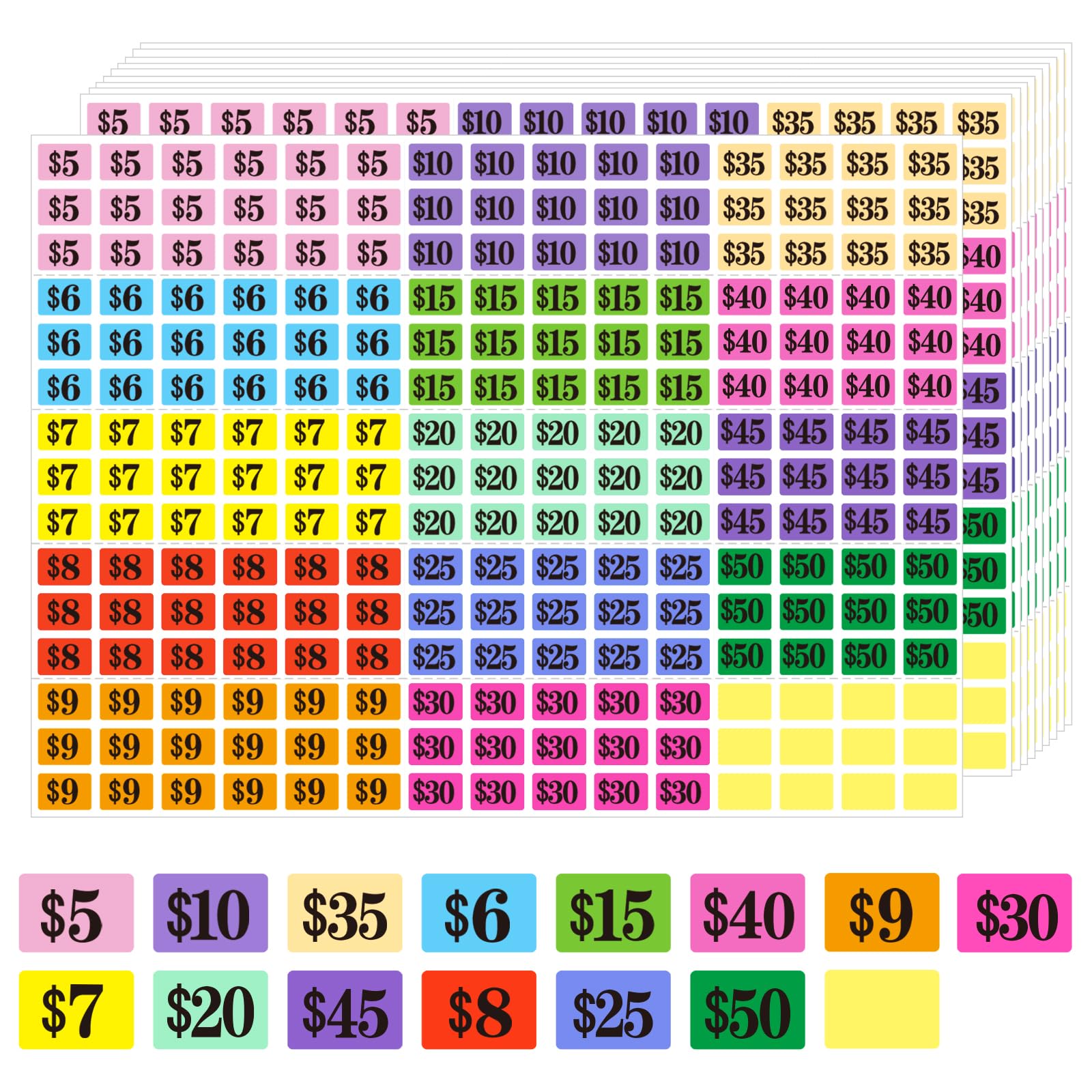 Starboling Garage Sale Stickers, 4050 Pcs 1/2" X 3/4" Yard Sale Price Labels, Rectangular Preprinted Price Labels for Flea Market