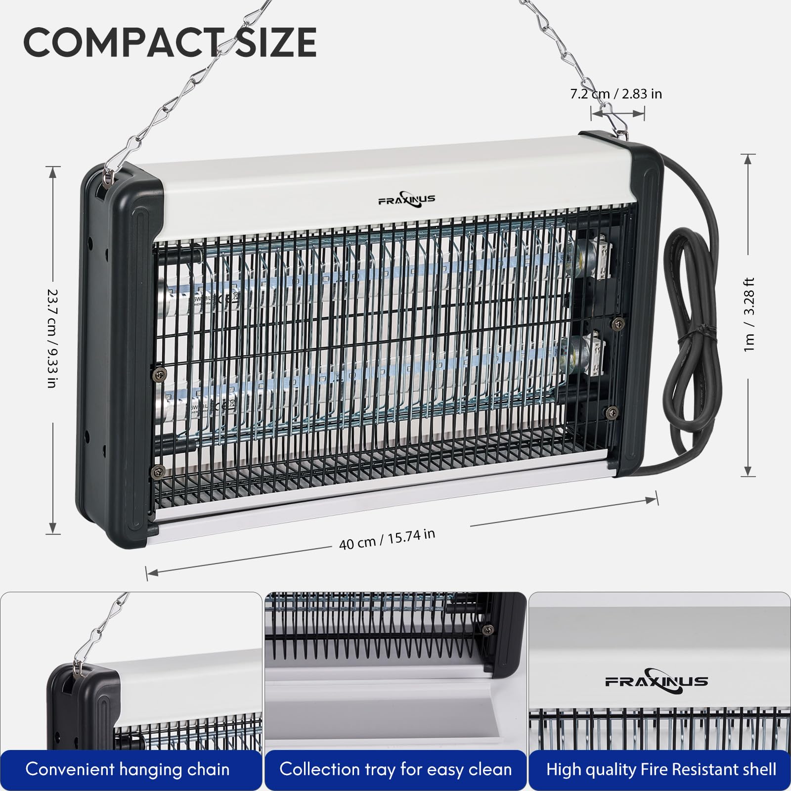 FRAXINUS Lampada Antizanzare da Interno, Acchiappa Mosche Elettrico, Zanzariera Elettrica, Anti Insetti con 2 * 6.5W Lampade LED, Ammazza Zanzare Cattura Uccidi Trappola per Mosche.