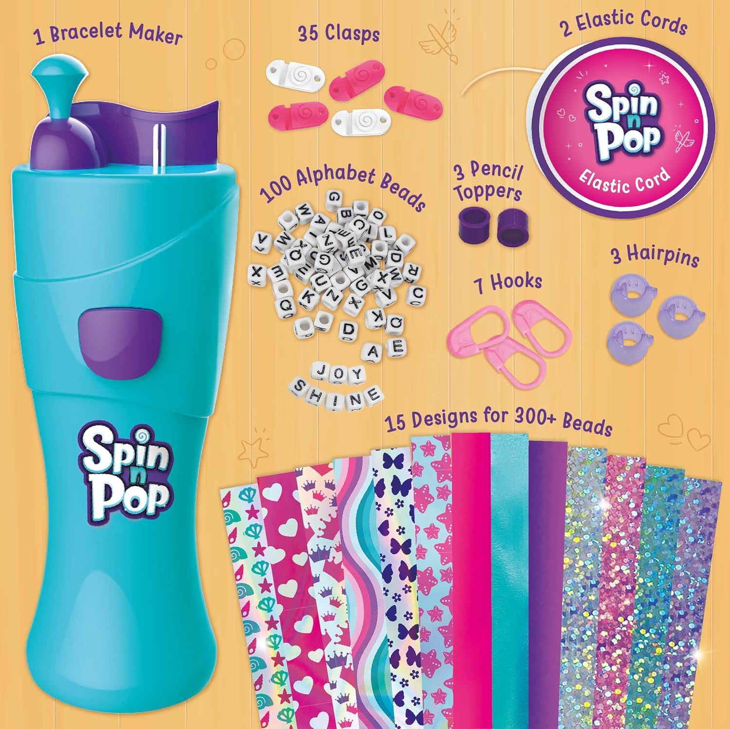 Imagimake Spin n Pop : Bracelets tressés et plus encore | Créateur de bracelets électriques brevetés | Kits de bricolage pour filles de 8 à 13 ans | Créez plus de 25 accessoires pour filles de 10 à 12