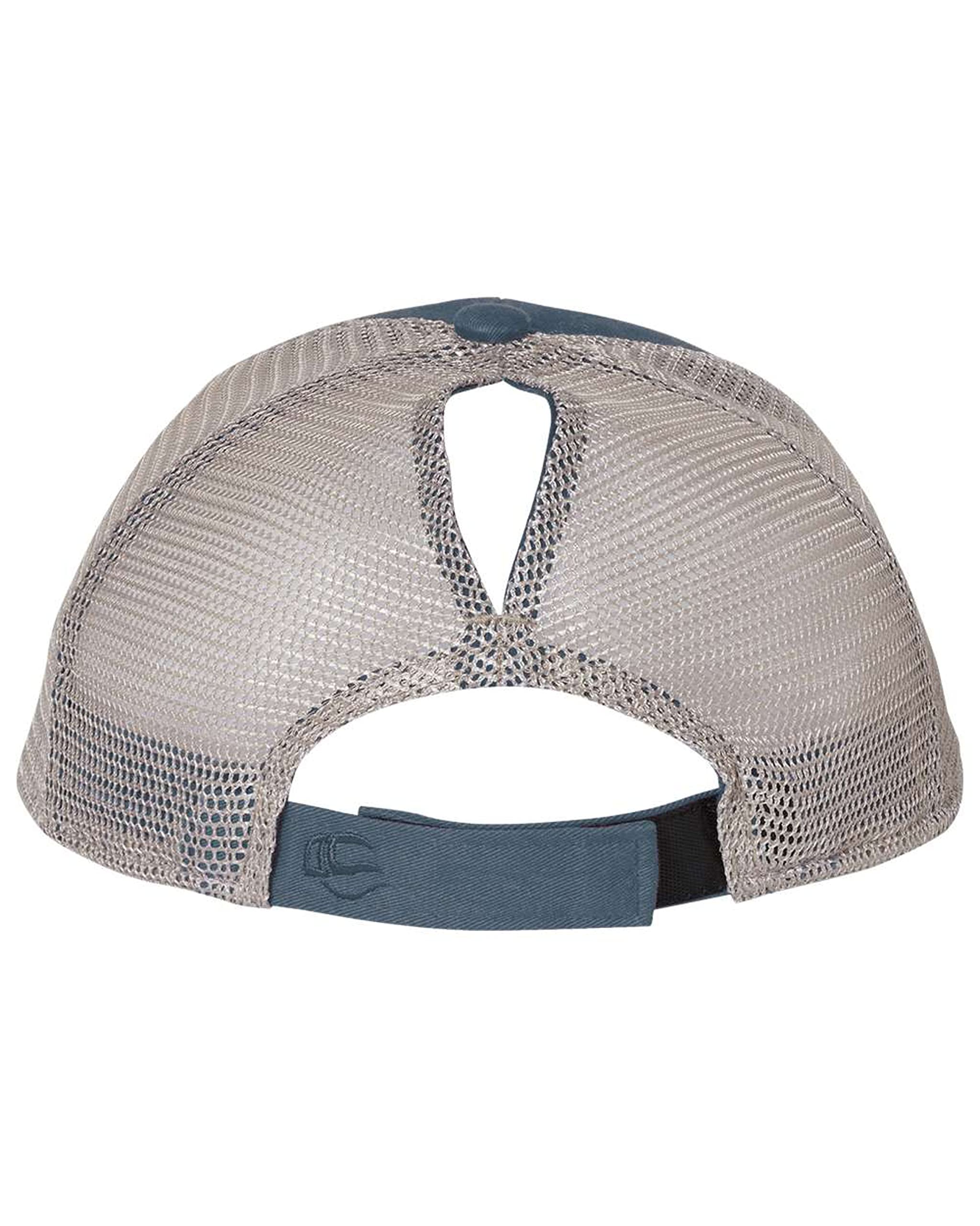 Go All Out One Size Navy/Tea Ponytail Left Panel Mountain Scene The Great Outdoors Pines Ponytail Mesh Back Cap