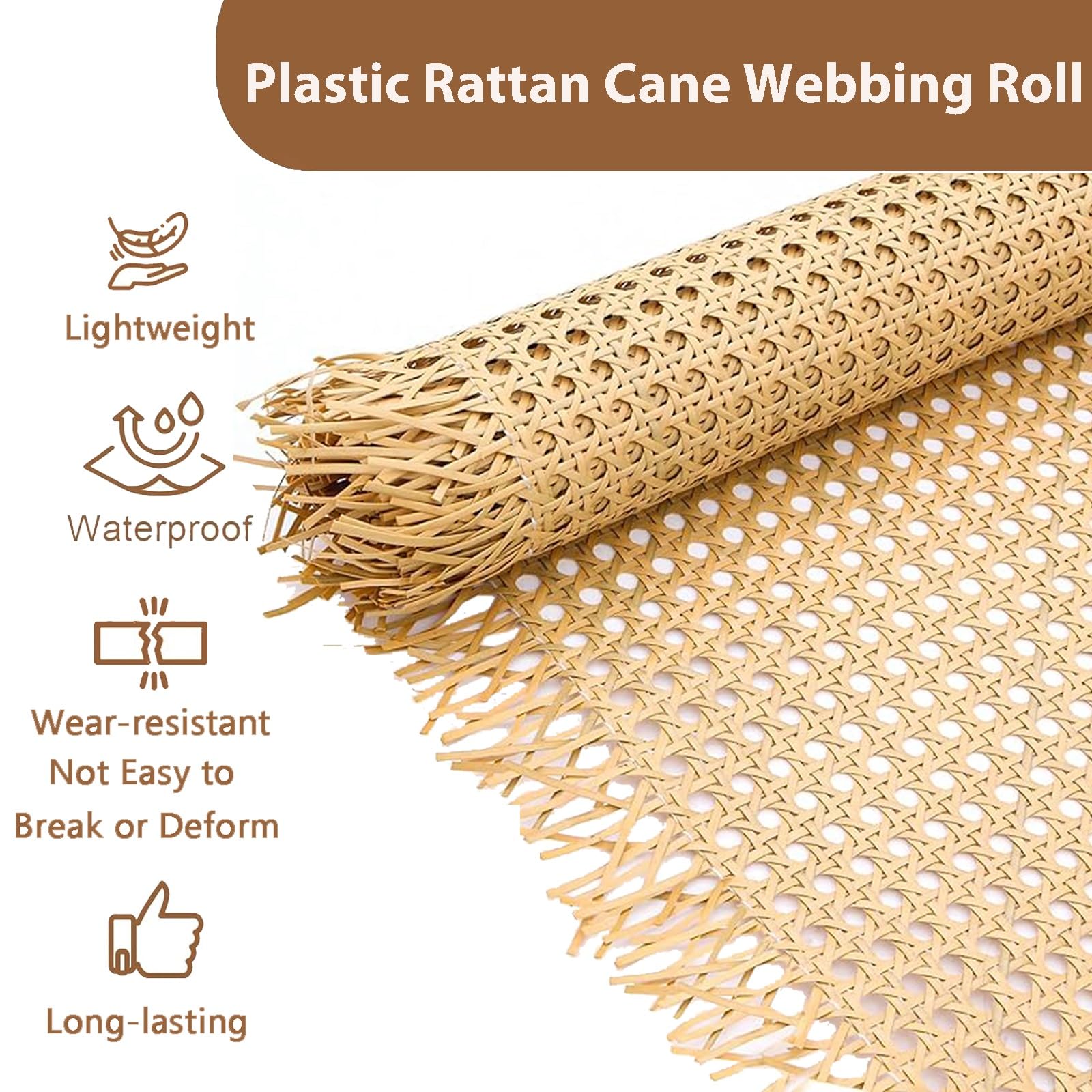 Rotolo di rattan sintetico, 35-100 cm, tessuto di plastica per artigianato, nastro in finto vimini, materiale rattan per progetti fai da te (larghezza 61 cm)