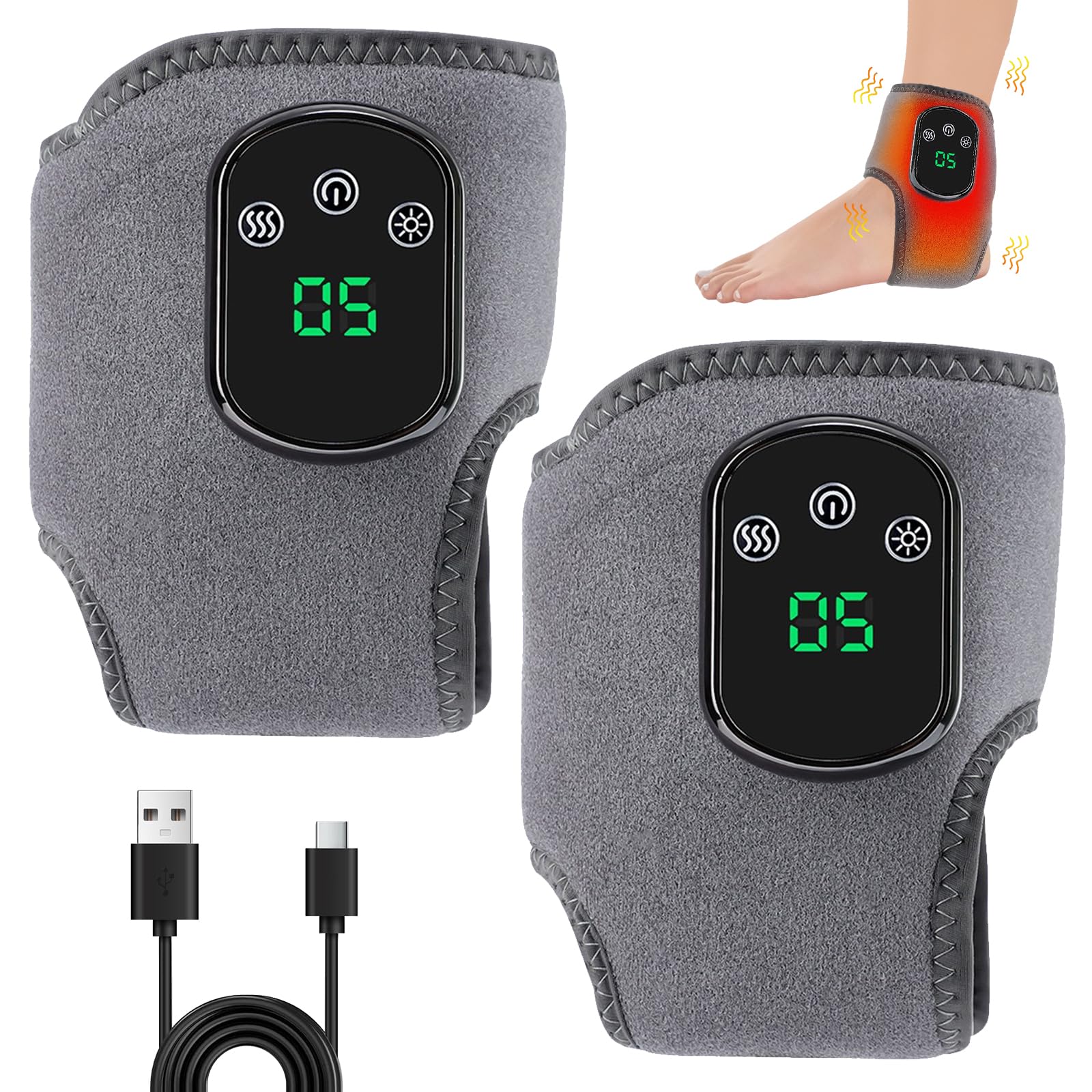 JIMACRO 2 Stück Neamova 3-in-1-Fußmassager, Fußmassagegerät Vibration mit Wärmer, Fussmassagegerät Elektrisch für Knöchel, Ferse, Sohle, Fußgewölbe