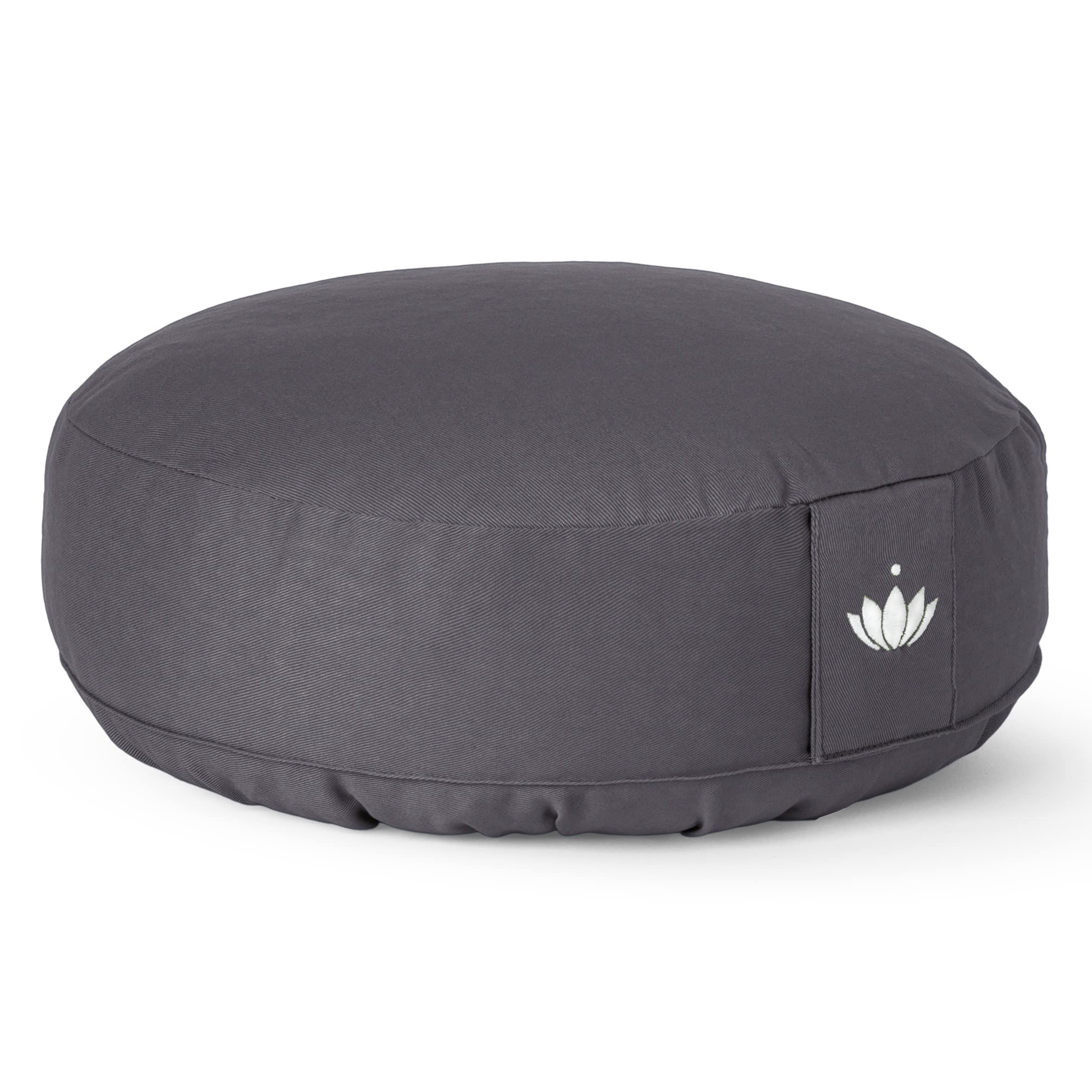 Lotuscrafts Coussin de méditation, Hauteur d'assise 10 cm, modèle Lotus Rond, Coussin de Yoga, Yoga Bolster, Housse en Coton Lavable, Rembourrage d'épeautre, Certifié GOTS