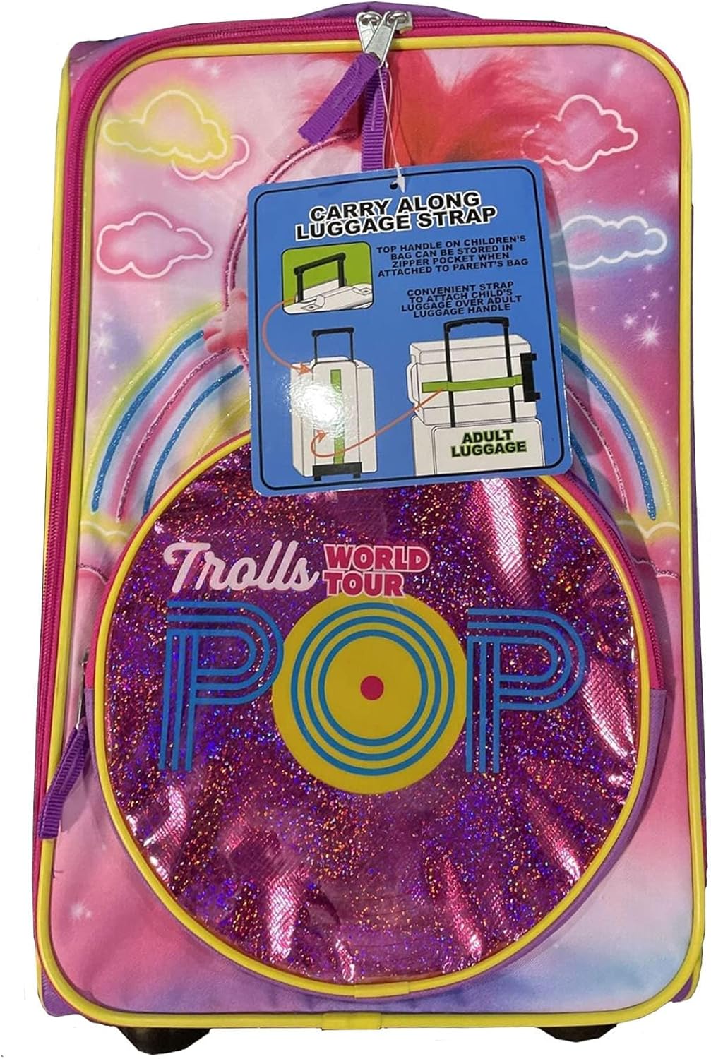 Accessory Innovations Trolls World Tour Pop Softside Wheeled Carry On 18 Inch Rolling Luggage