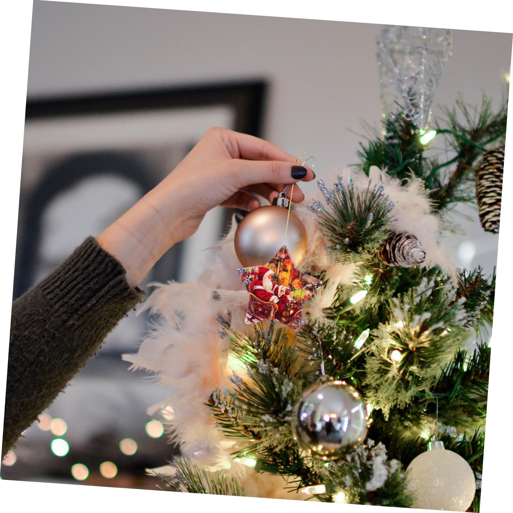 10 Pezzi Decorazioni Natalizie a Forma di Stella, Leggere e Facili da Appendere, per Addobbi e Feste di Natale
