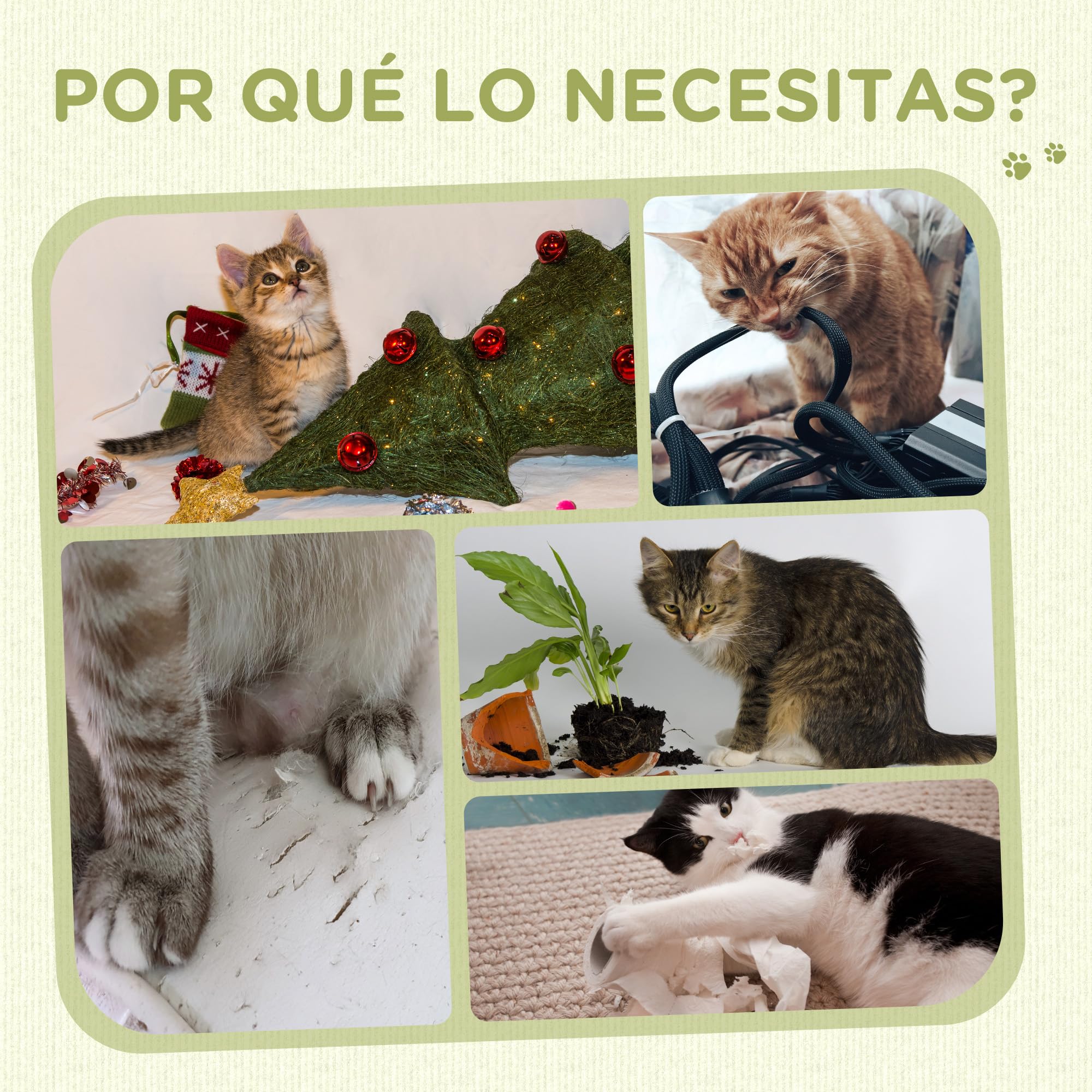 PawHut Poste Rascador para Gatos 79 cm con Bola Colgante, Cascabel y Poste de Yute 59,5x39x79 cm en Beige y Crema