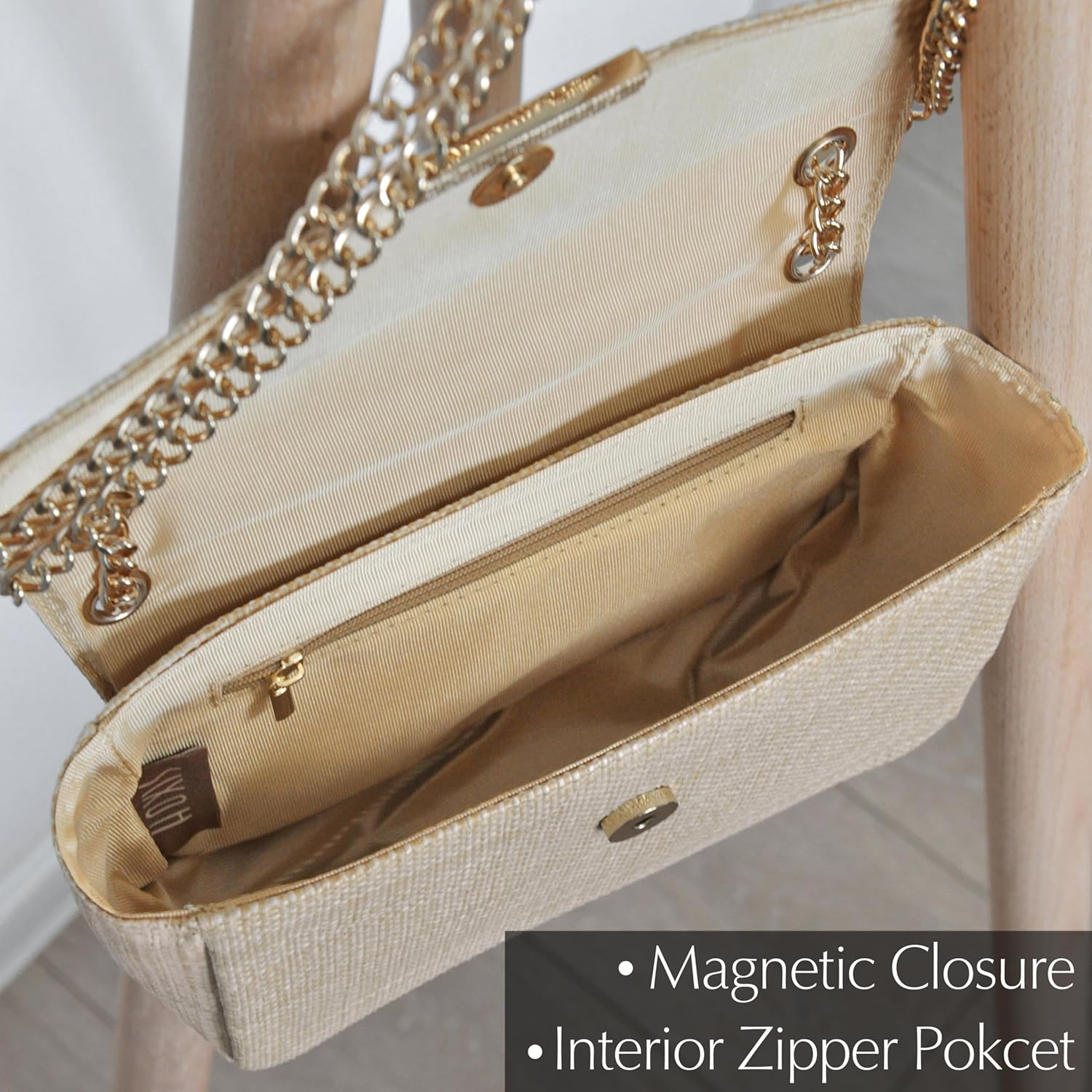 Straw Cross body Bag for Women Raffia Flap Chain Shoulder Handbag Small Satchel - Image 6