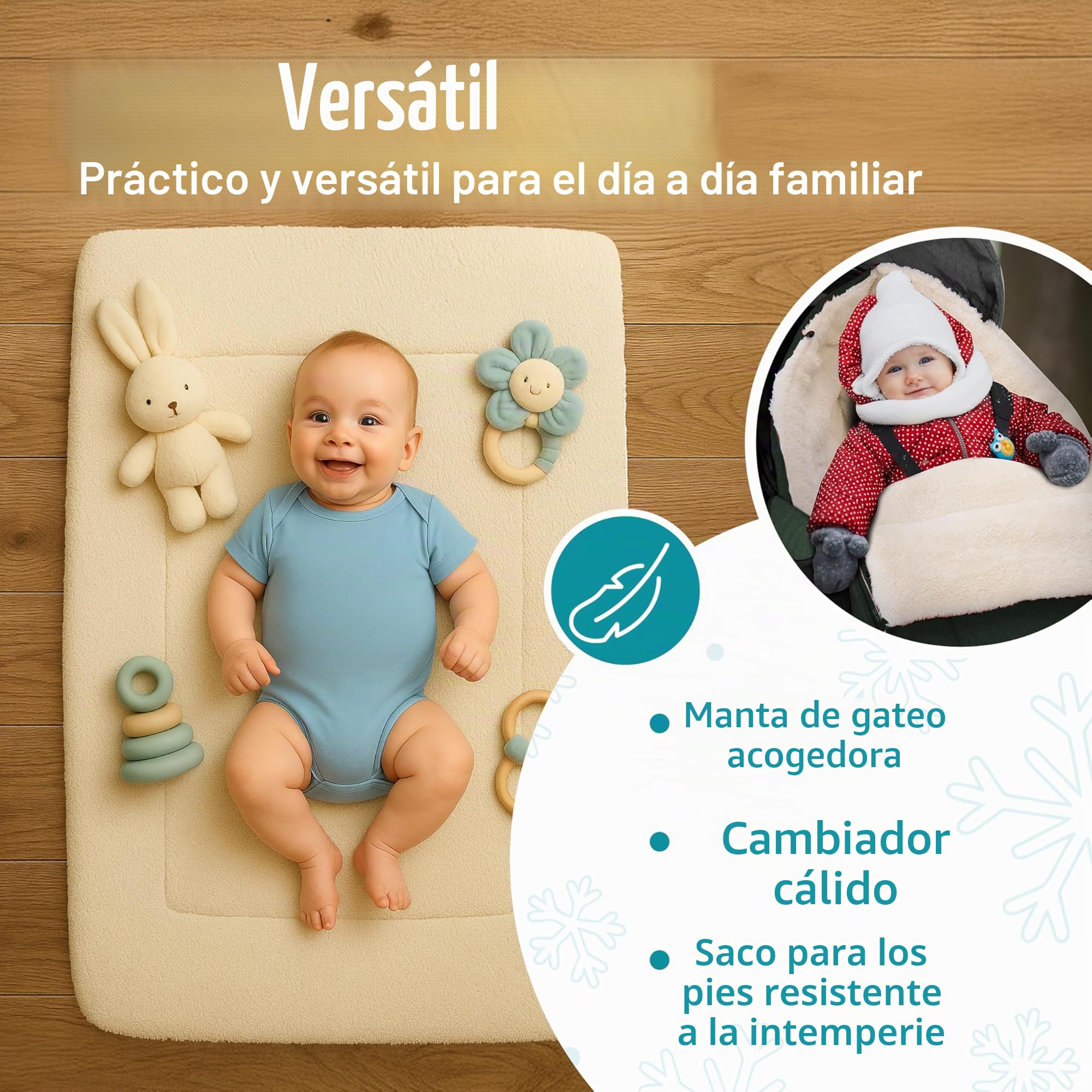 MONZANA® Saco Silla de Paseo Universal Protección Invierno Cremallera Polar Térmico Antideslizante Cochecito Bebe Portabebés