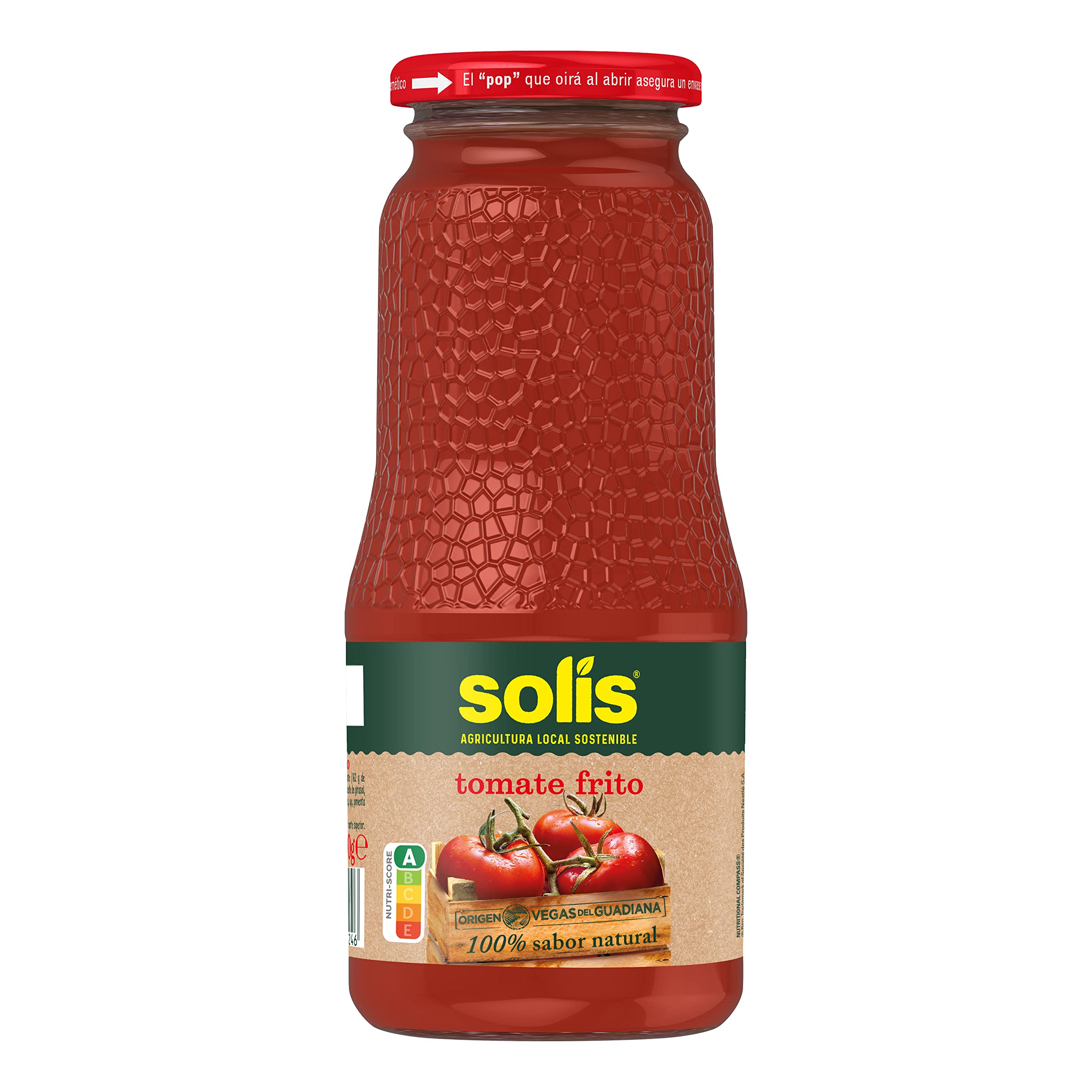 SOLIS Tomate Frito Frasco Cristal - Tomate sin gluten - 360 g - Pack de 5