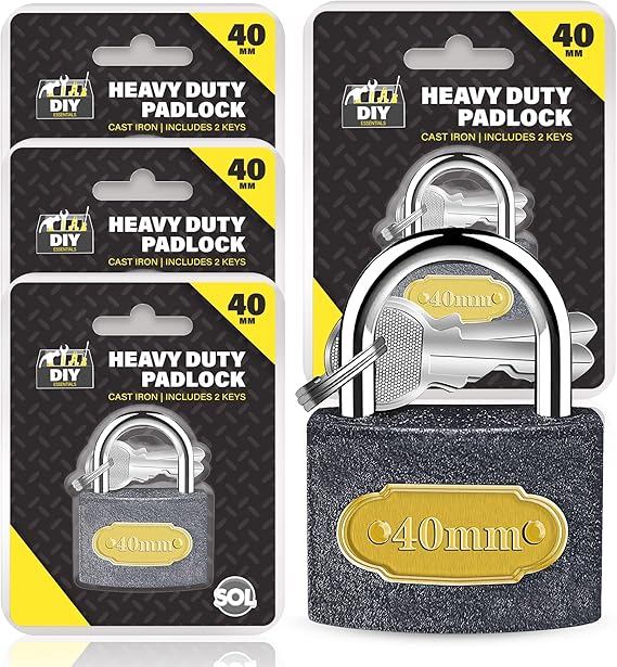 40mm Heavy Duty Padlock with Key 4pk Heavy Duty Padlock for Shed