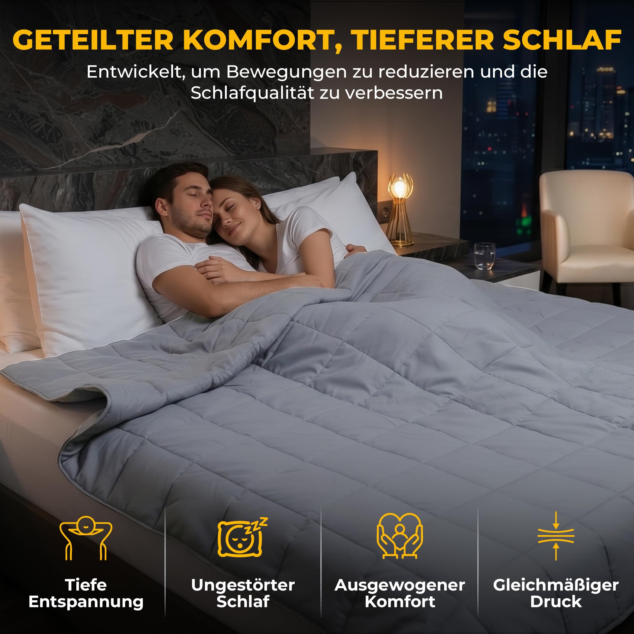 SLEEP COMFY Coperta ponderata grigio chiaro, 11 kg, 200 x 200 cm, per tutte