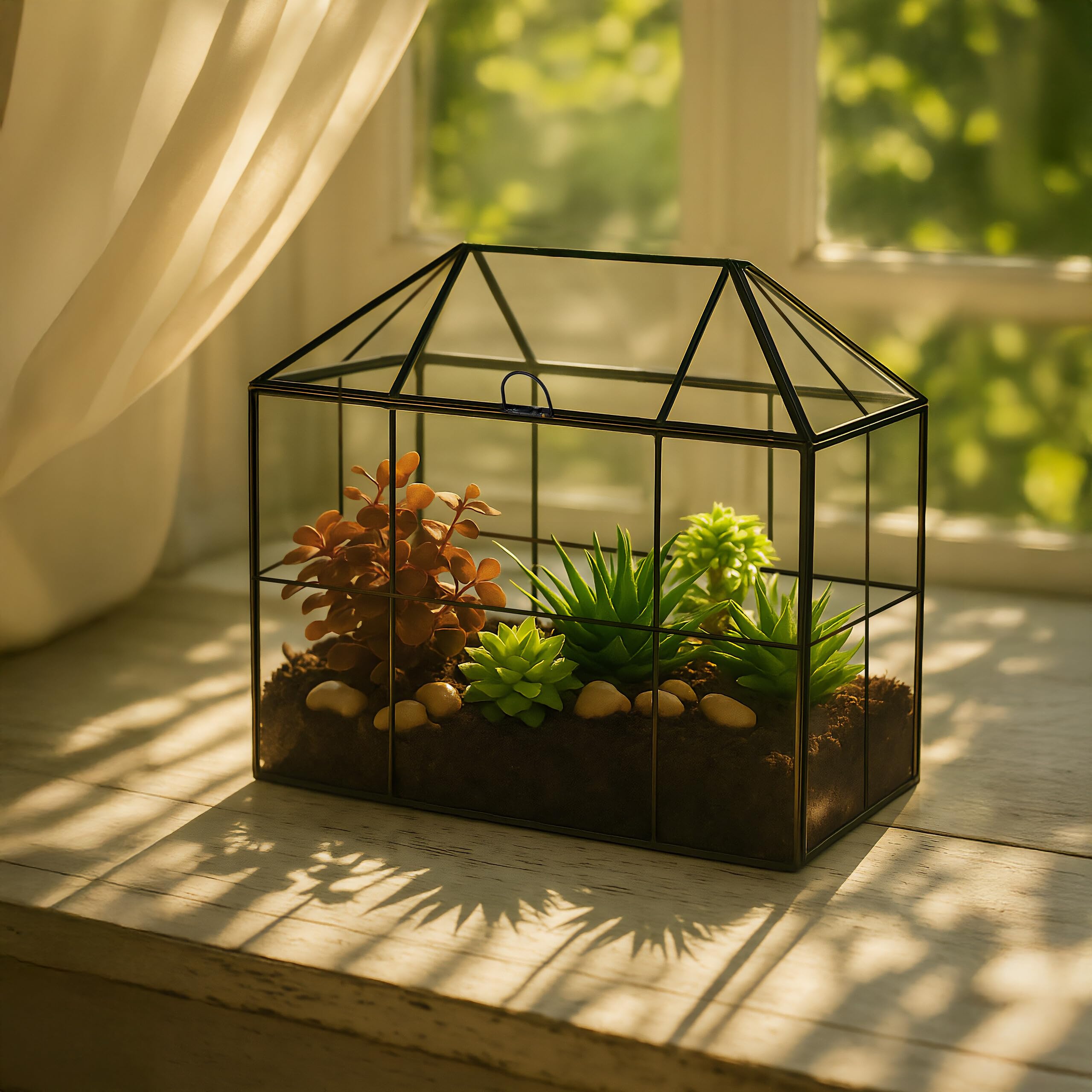 Relaxdays Terrarium pour Vos Plantes, décoratif et Pratique, pour Le Rebord de la fenêtre, 27 x 30 x 15 cm, Noir