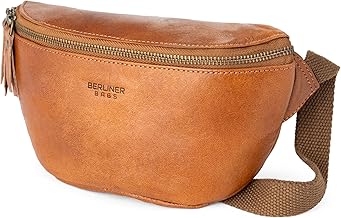 Berliner Bags Vintage Bauchtasche Noah, Umhängetasche aus Leder, Crossbody Tasche, Gürteltasche für Damen und Herren – Braun