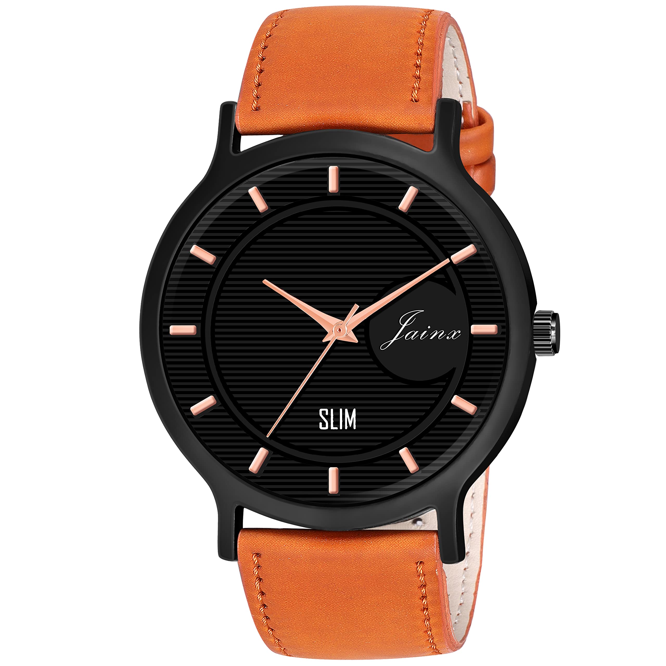 jainx Black Dial Brown Leather Strap Analog Wrist Watch for Men - JM7150 (B0C4DTCMPY) Amazon Price History, Amazon Price Tracker