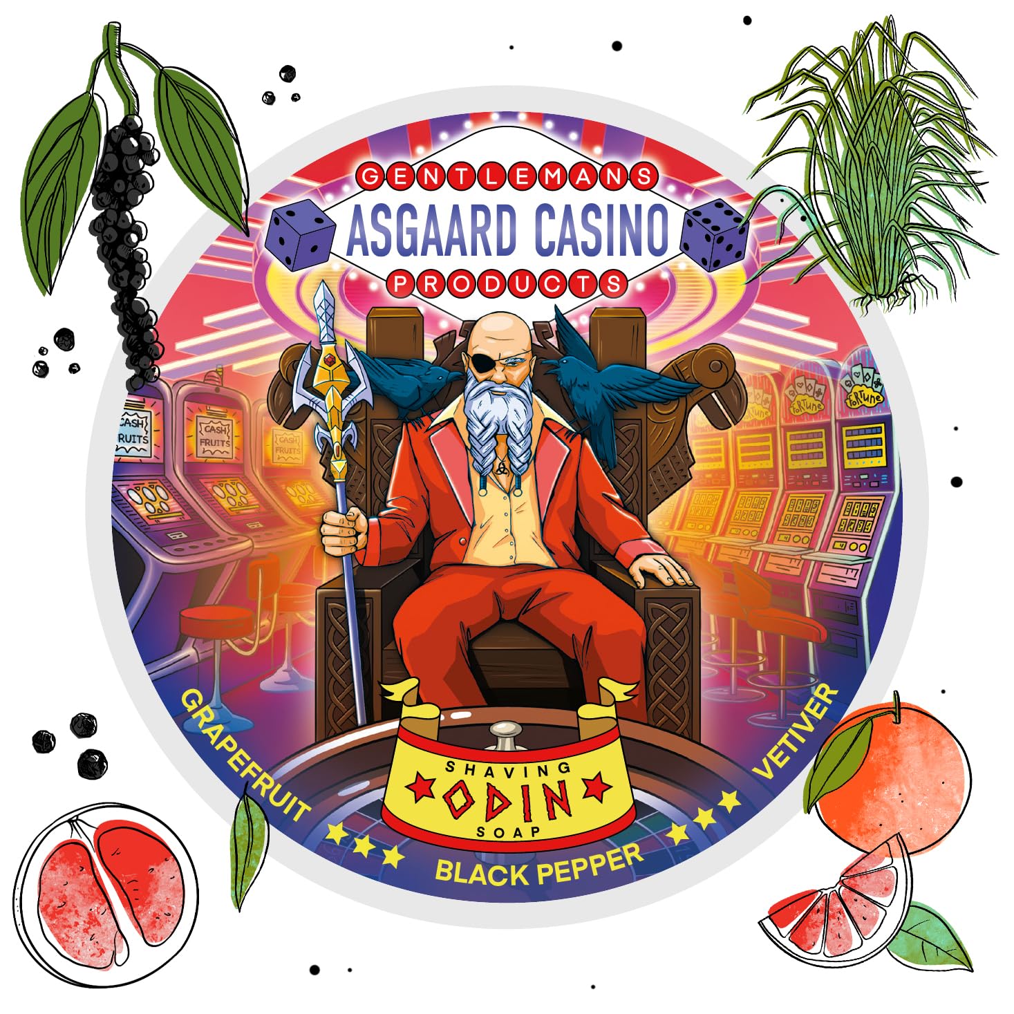 “ODIN” (ASGAARD CASINO) ARTISAN SHAVING SOAP - MADE IN UK - Grapefruit&Black Pepper&Vetiver - 7 BUTTERS - ALL NATURAL INGREDIENTS