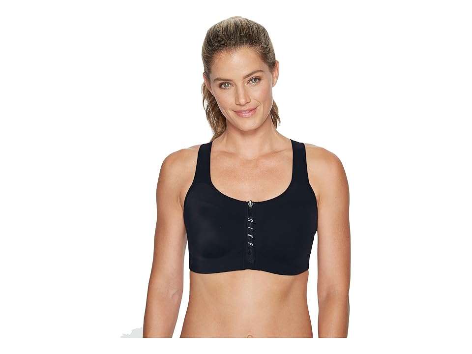 

Nike Zip Medium Support Sports Bra (Black/Volt/White/White) Women's Bra