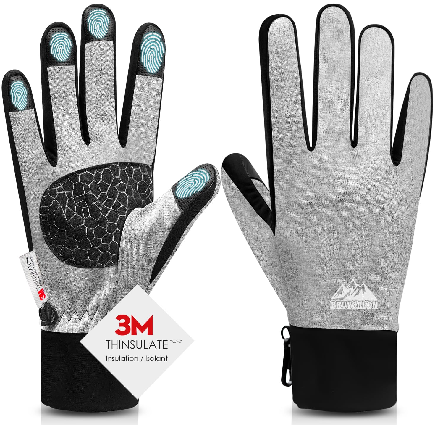 Bruvoalon Winter Gloves for Women &amp; Men, 3M Thermal Insulation, Lycra Fabric, Touchscreen, Anti-Slip
