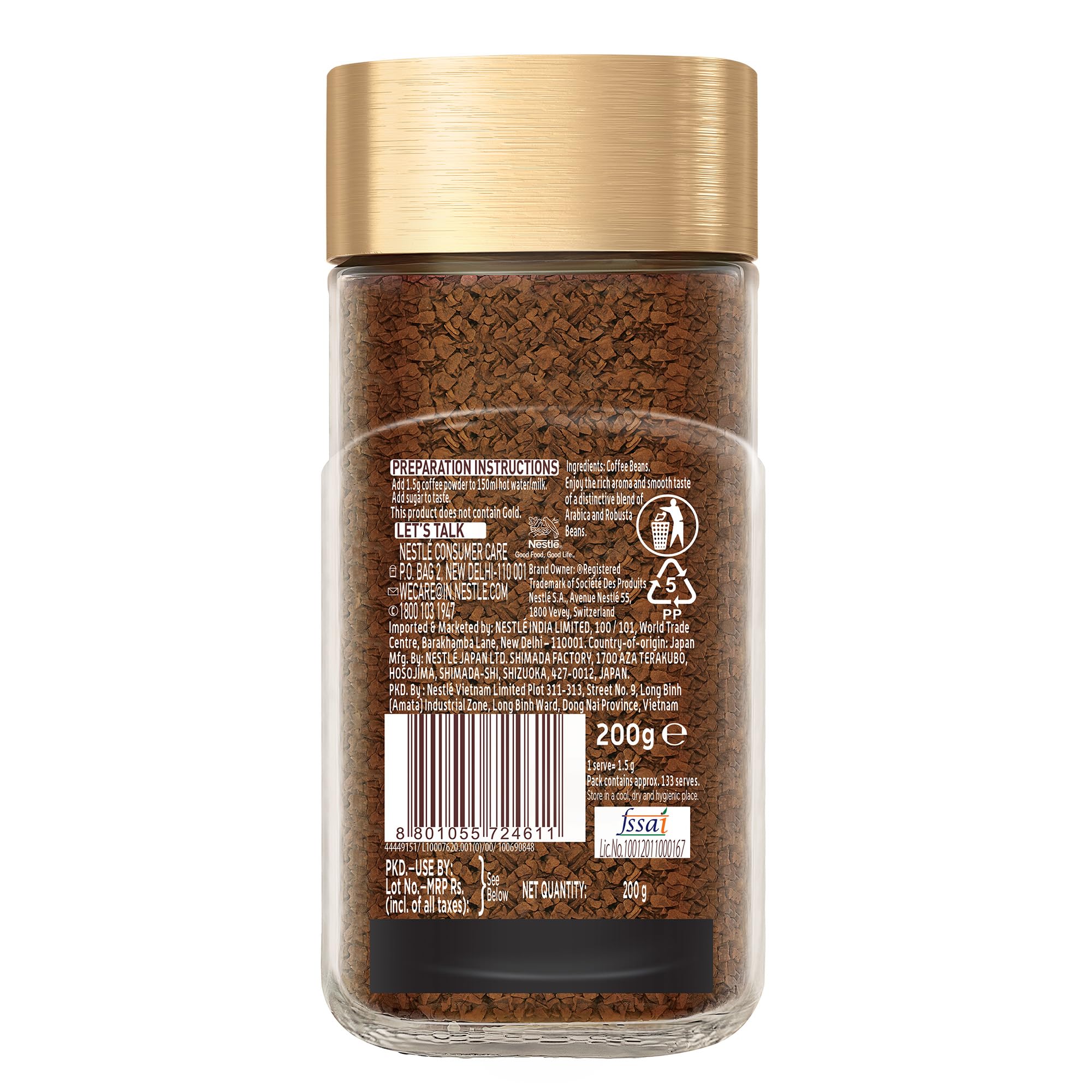NESCAFE Gold Instant Coffee Powder | Premium Imported Coffee | Freeze Dried | Rich & Smooth Taste | 200g, Jar