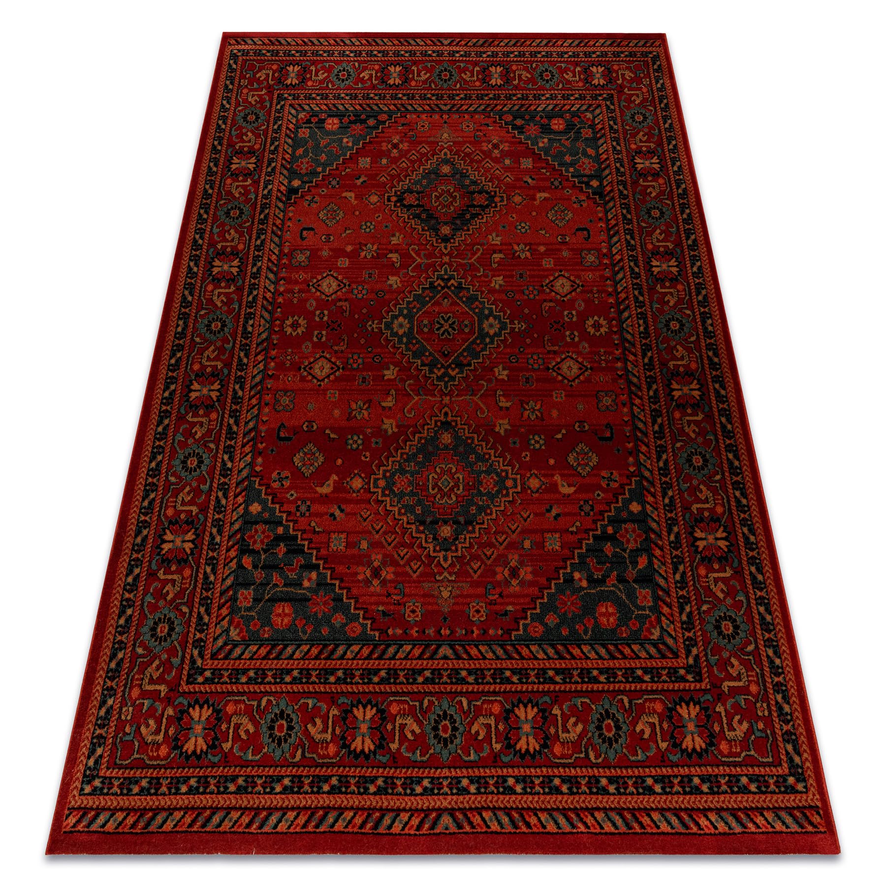 Tapis laine KASHQAI bordeaux oriental classique 67x130 cm pour entrée