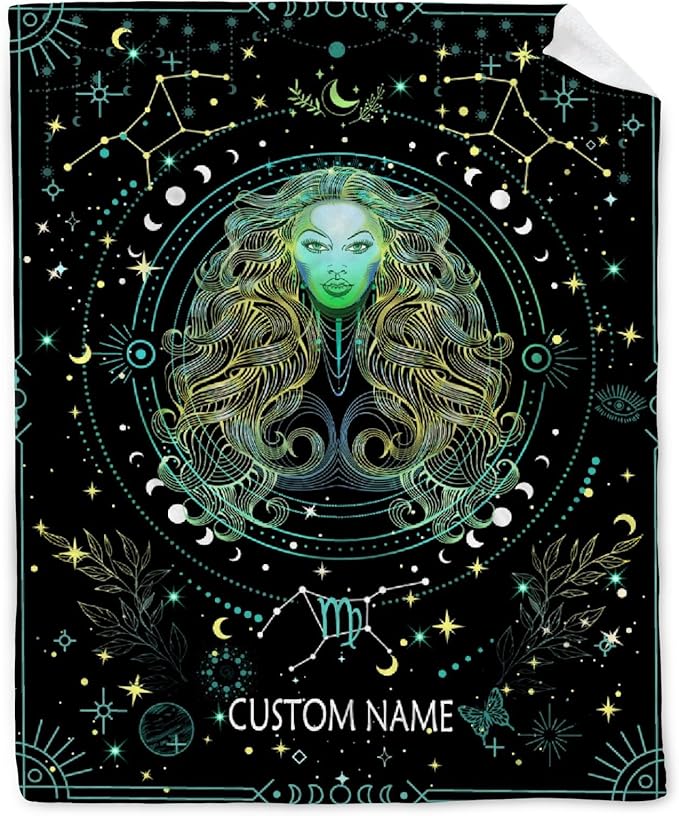 Custom Virgo Blanket | Personalized Constellation Blanket Gifts | Astrology Decor Flannel Blanket | Personalized Gifts Astrology Blanket for Birthday Christmas | 50