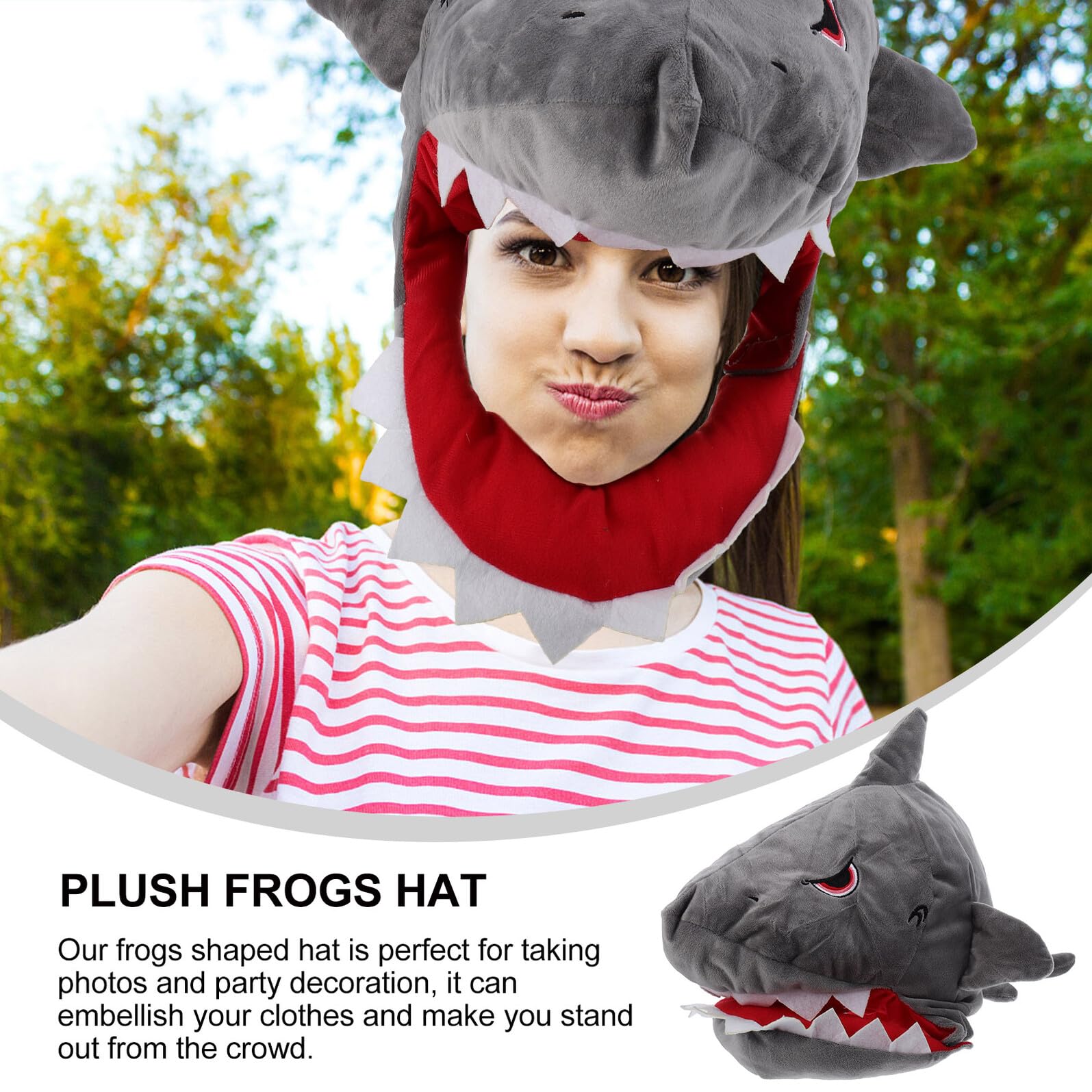 Sombrero de Fiesta Divertido Diseño de Tiburón Gorra de Peluche para Carnaval Cumpleaños y Sesiones Fotográficas Tocado Novedoso para Disfraz Original