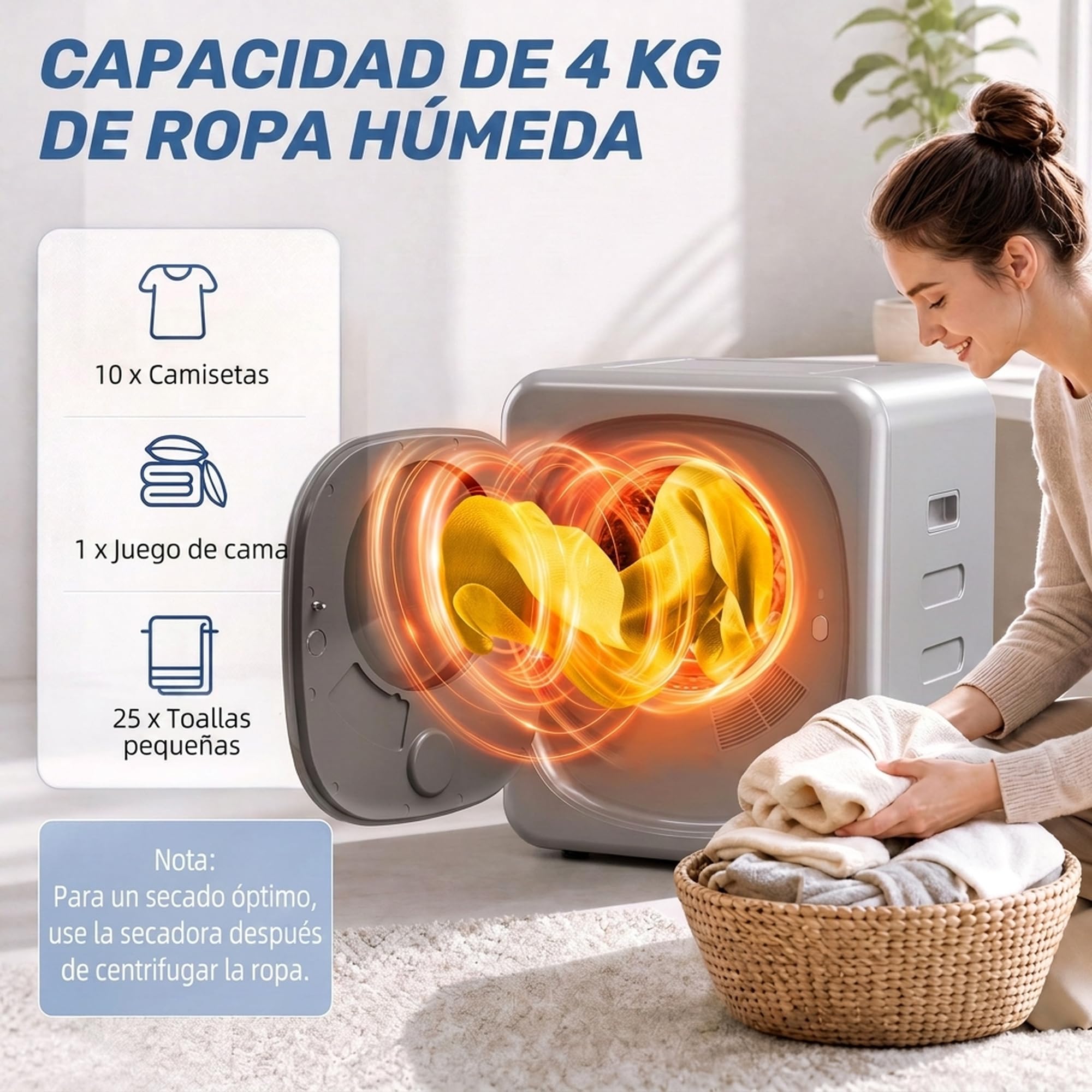 HOMCOM Secadora de Evacuación 3 kg Compacta 800W Pantalla Táctil Plata | Secadora de Ropa, Función Antiarrugas, Control Temperatura y Tiempo, Carga Frontal, Tambor Inox, Montable en Pared o Suelo